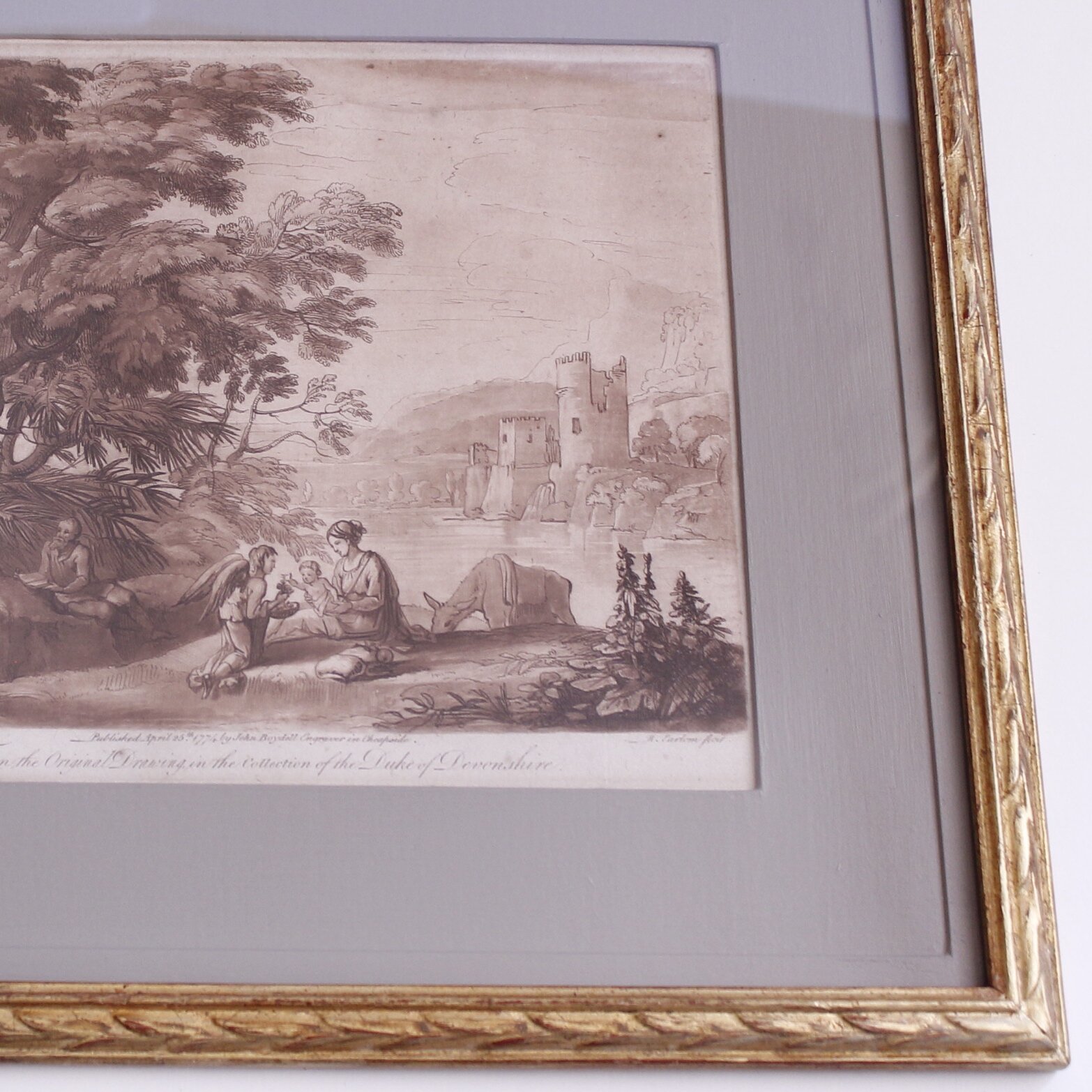 18th Century Sepia Landscape Engravings after Claude Lorrain