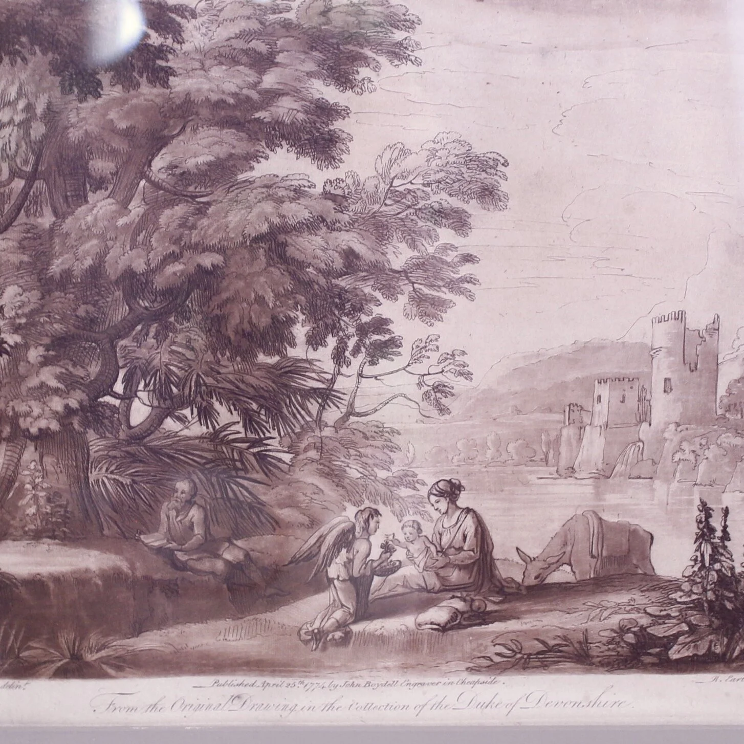 18th Century Sepia Landscape Engravings after Claude Lorrain