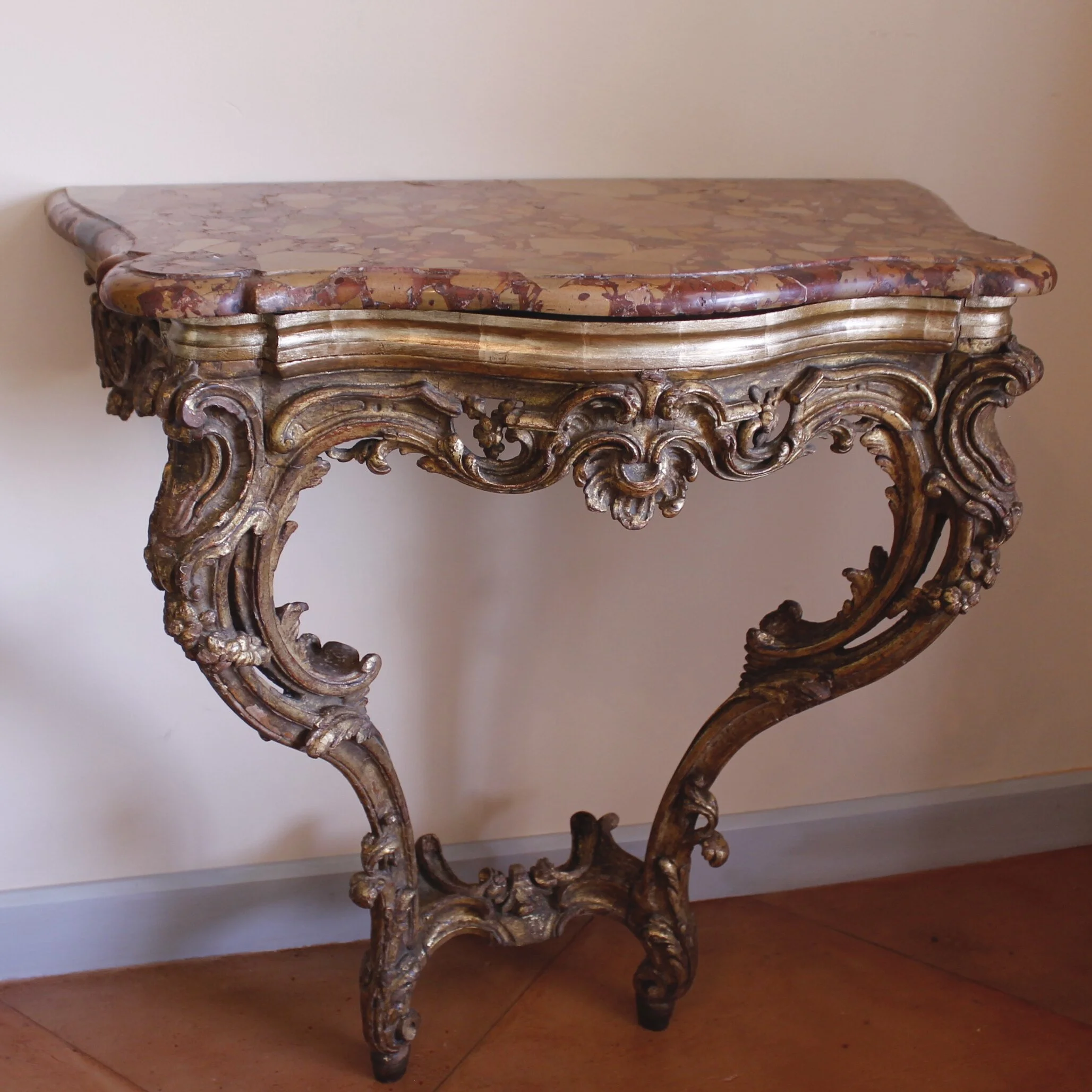 Italian Rococo Carved Gilt Wood Console Table