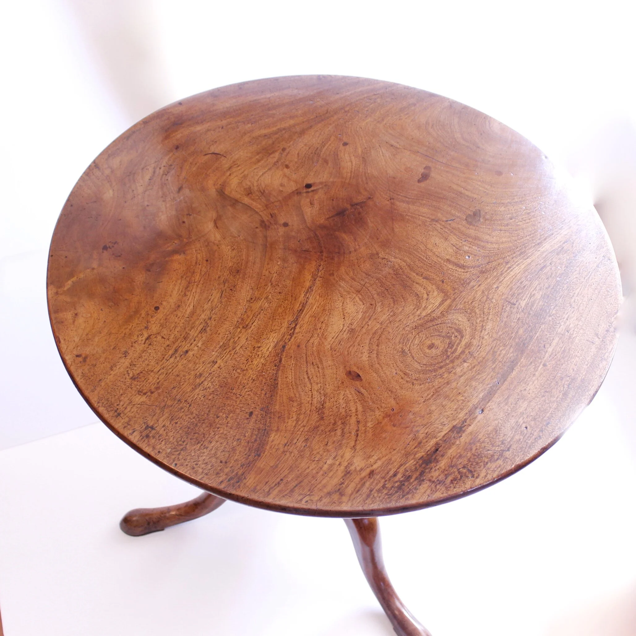 George III Provincial Figured Mahogany Tilt Top Table