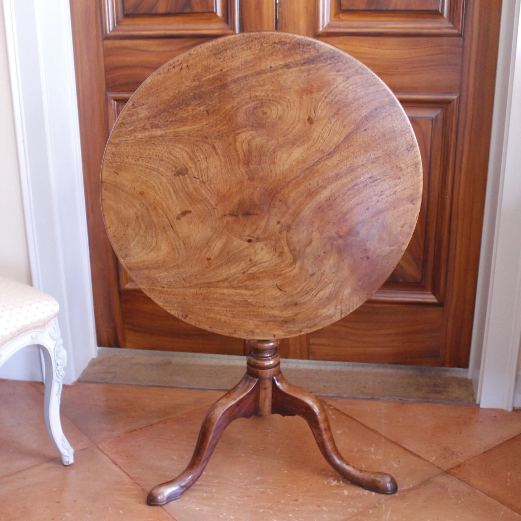 George III Provincial Figured Mahogany Tilt Top Table