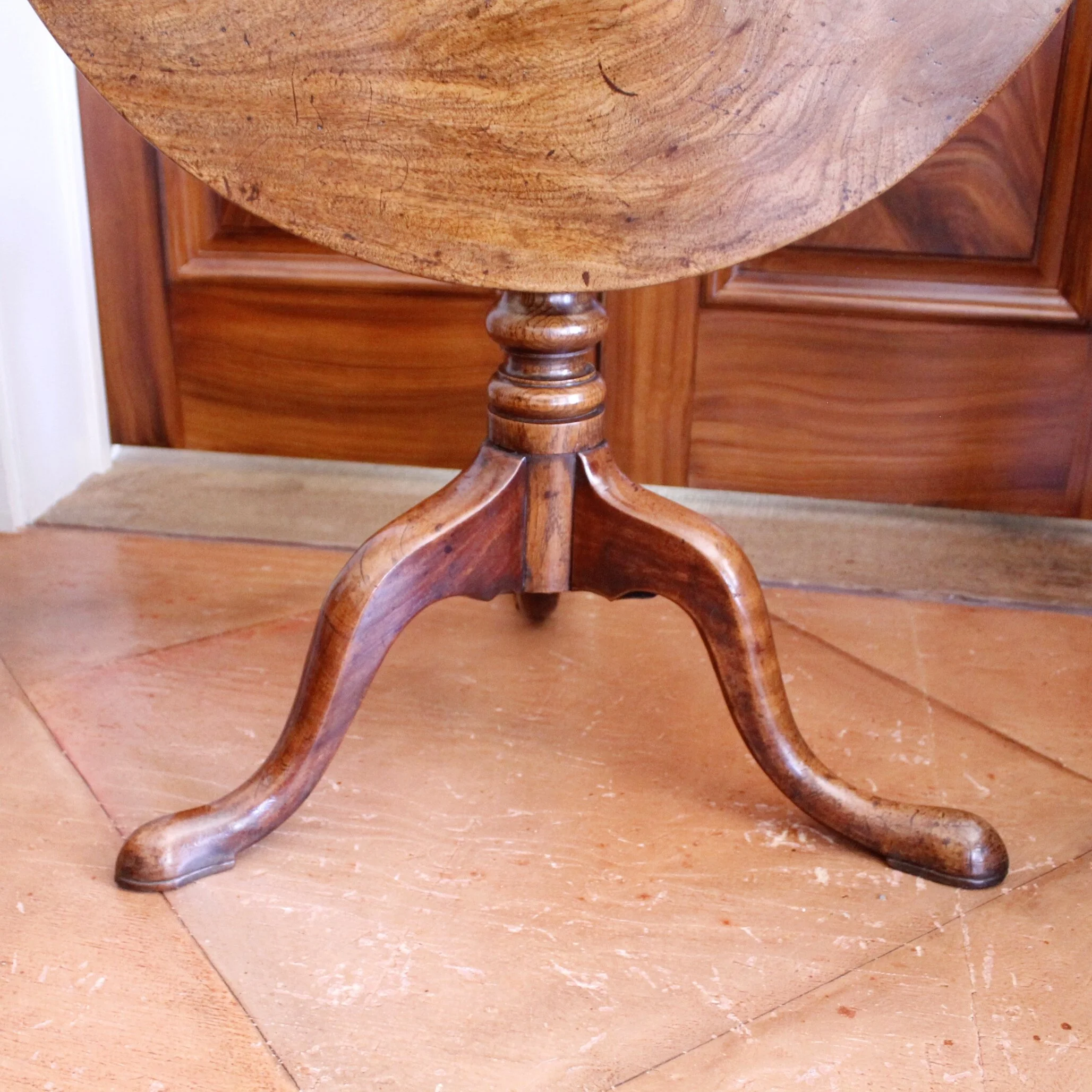 George III Provincial Figured Mahogany Tilt Top Table
