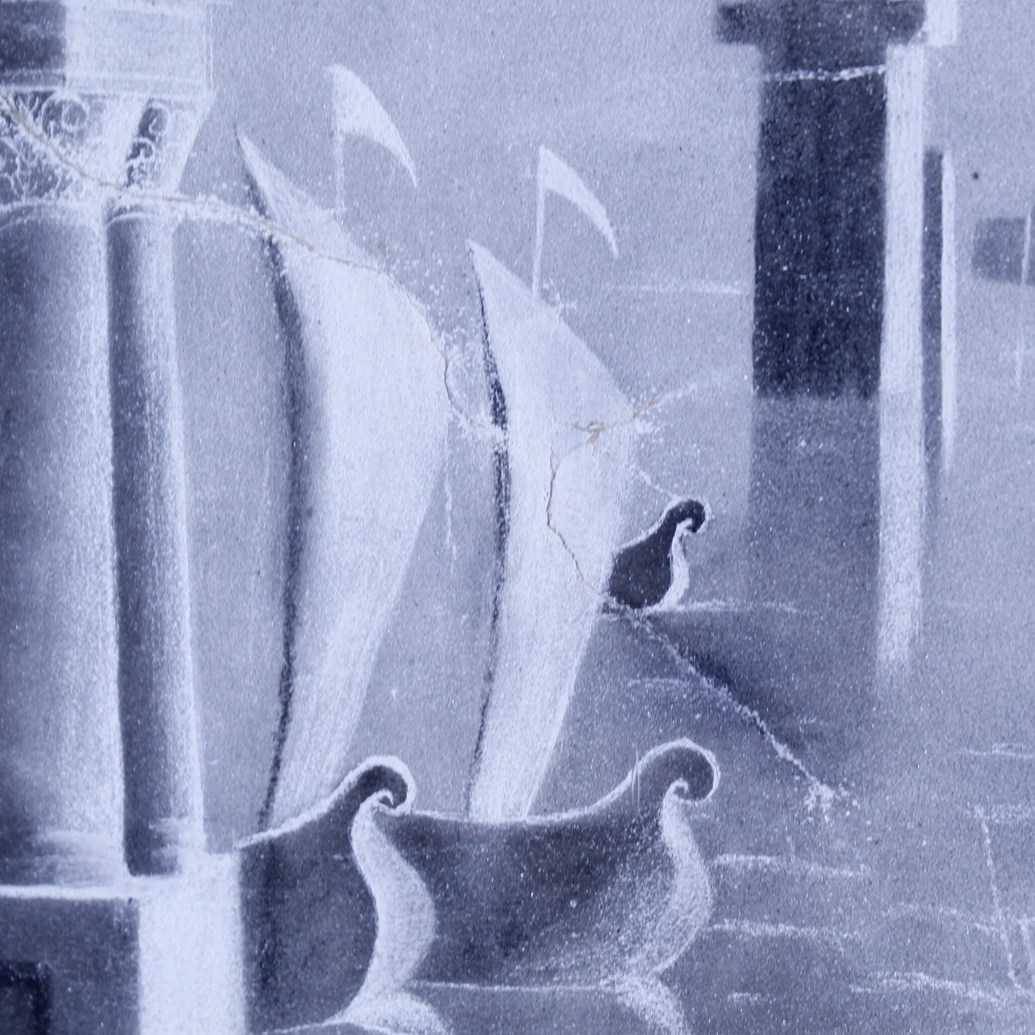 Folk Art Sandpaper Seascape Painting