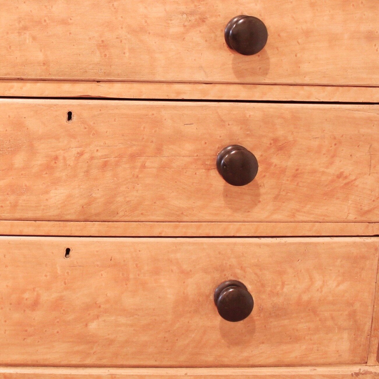 English Country Mid-19th Century Chest of Drawers with Original Painted Finish Bird’s Eye Maple
