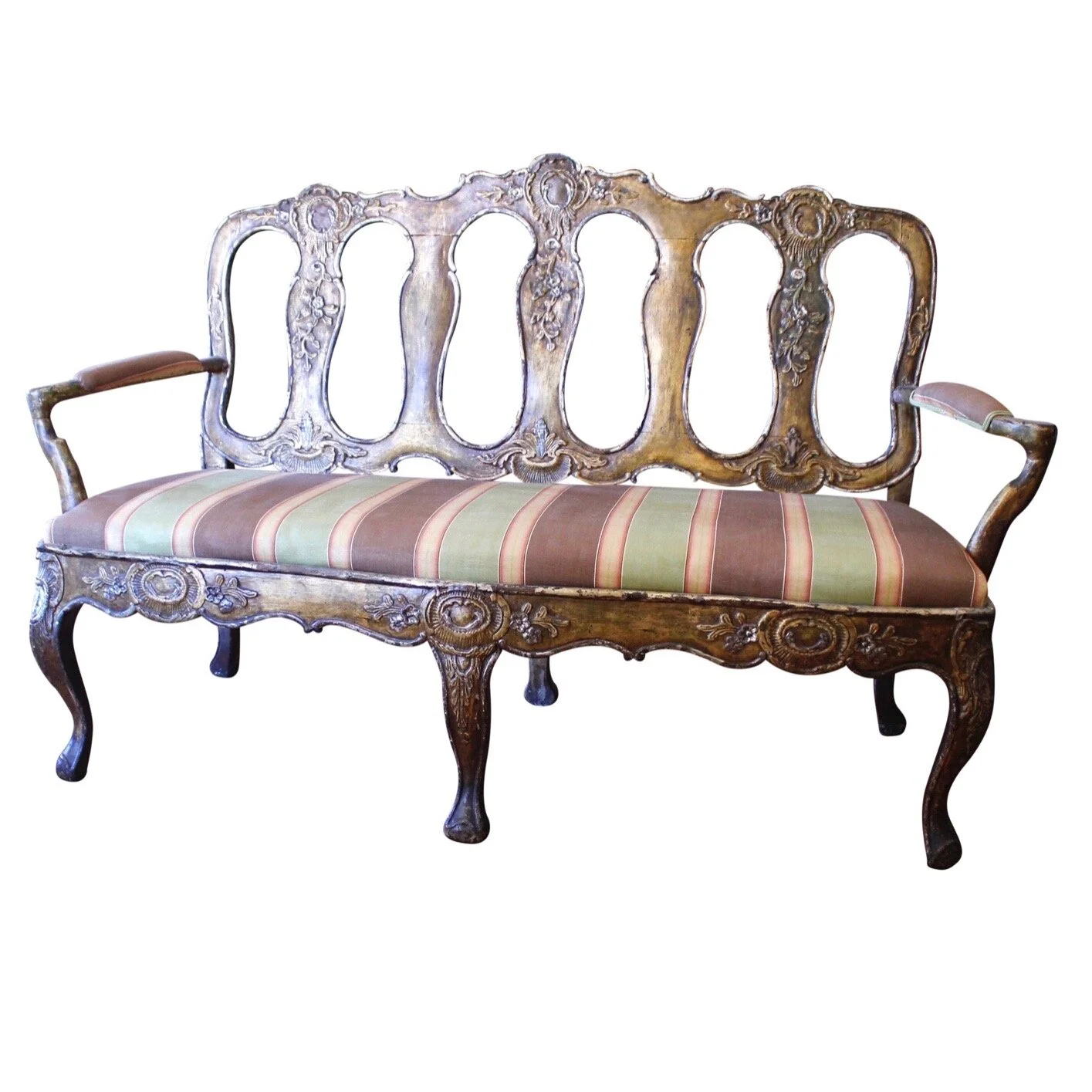 Portuguese Rococo Carved and Gilded Settee, 18th Century