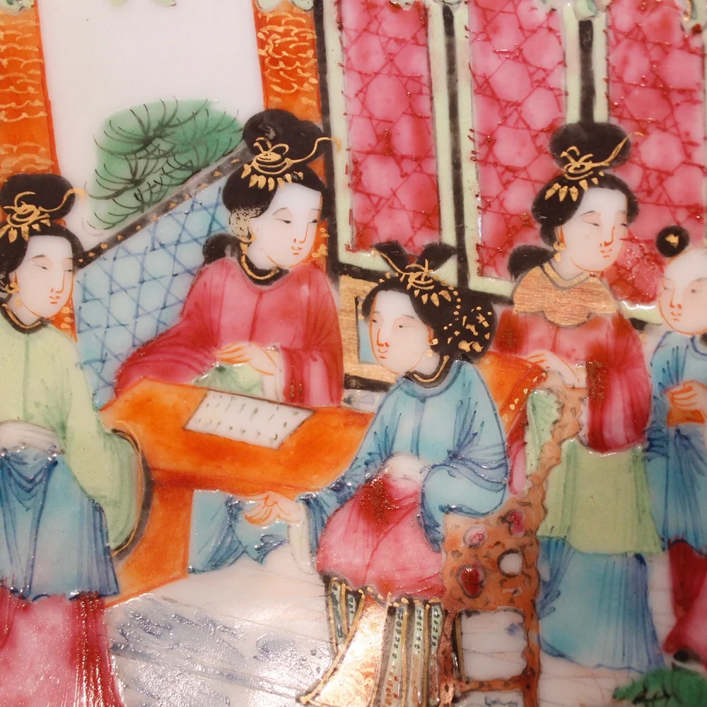 アンティーク　チャイナ　ローズメダリオン ２枚　Chinese Rose Antique Chinese Porcelain Rose Medallion Plate 7 1/4