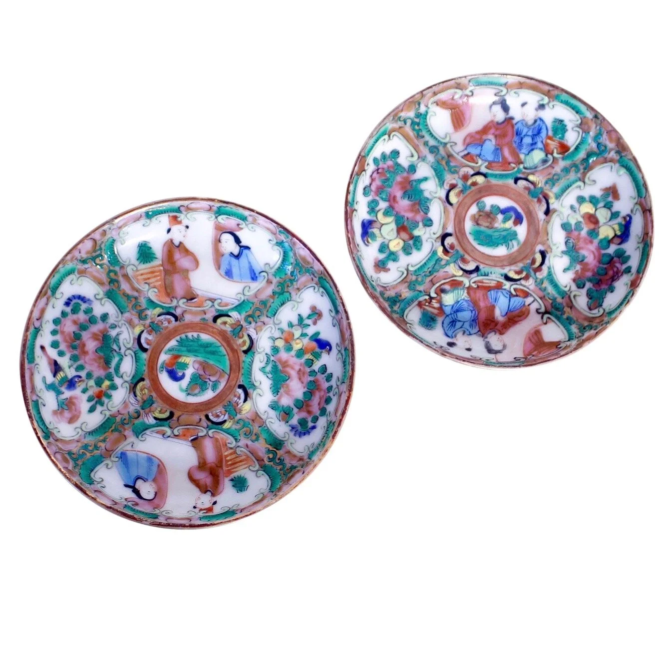 Pair of Small Rose Medallion Saucers