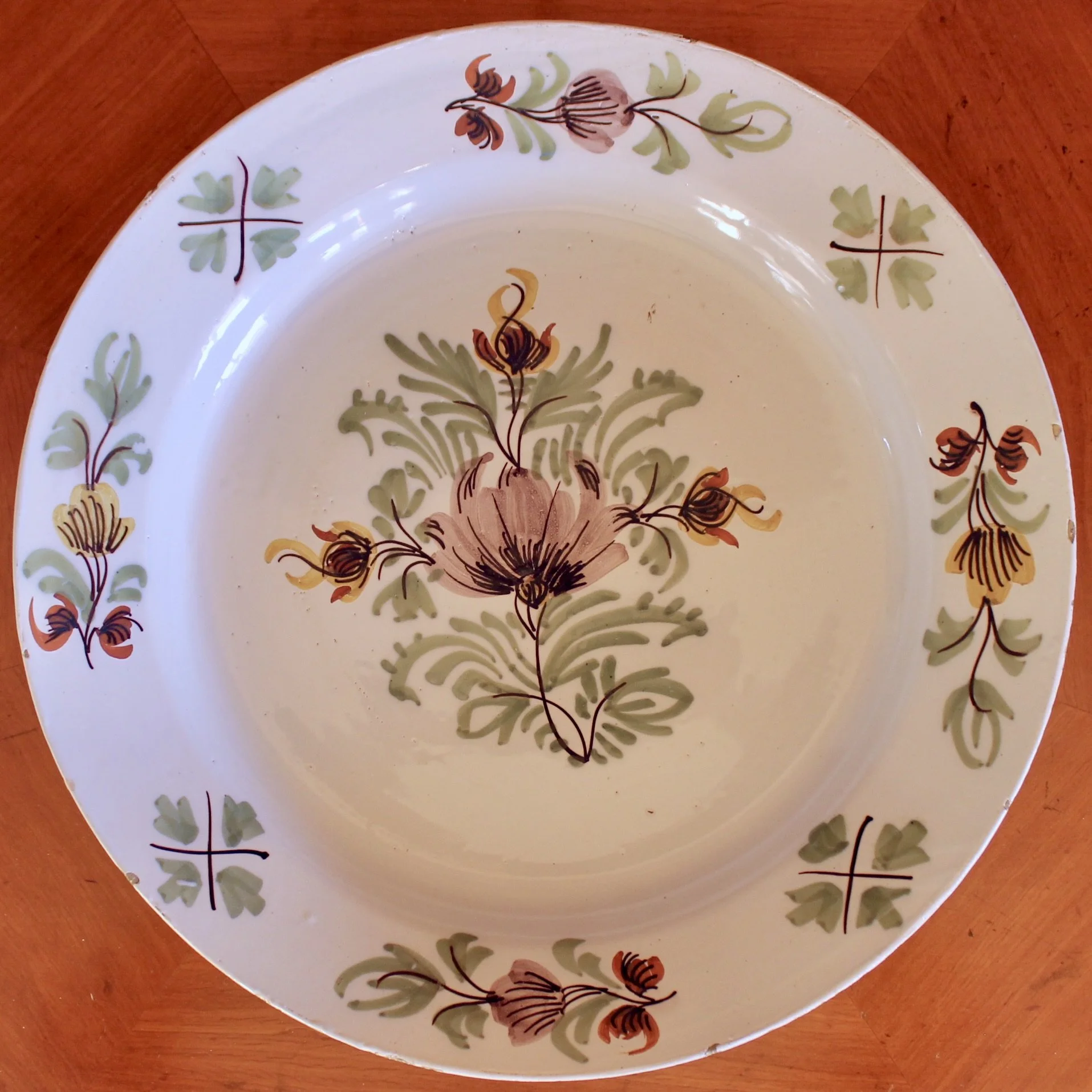 Large English Fazackerley Delftware Charger-18th century