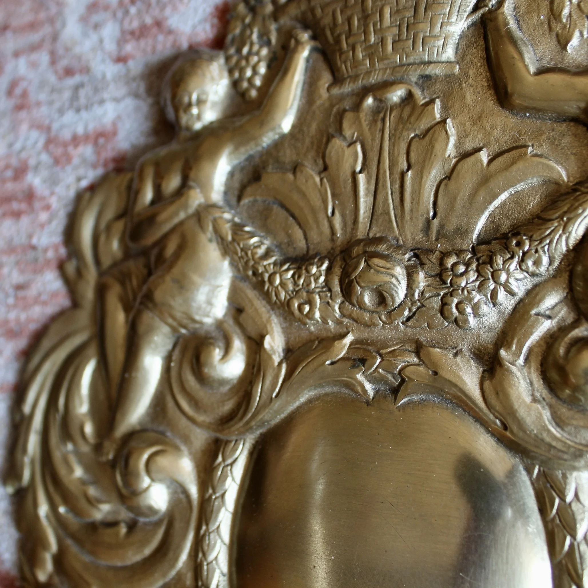 Continental Cast Brass Baroque Cartouche Sconce