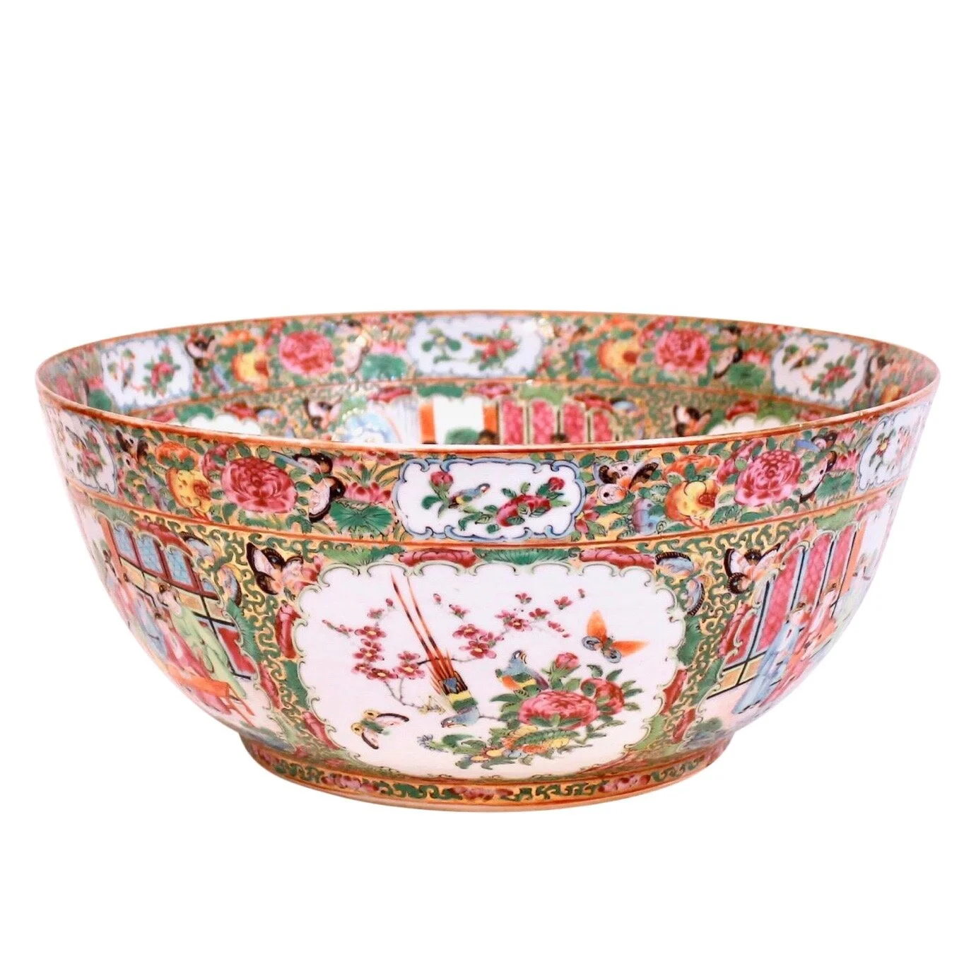 Rose Mandarin (Rose Medallion) Chinese Export Porcelain Punch Bowl