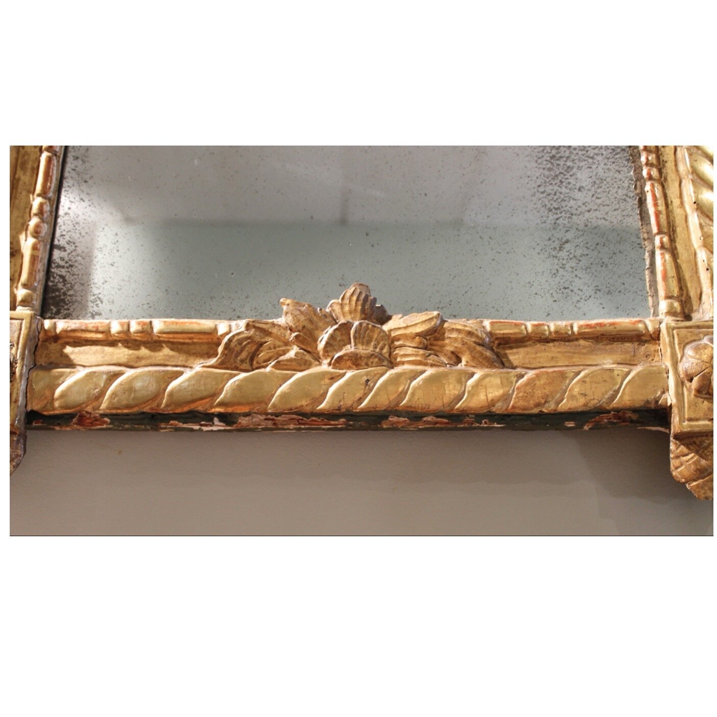 Early Louis XV Period Painted and Carved Giltwood Mirror