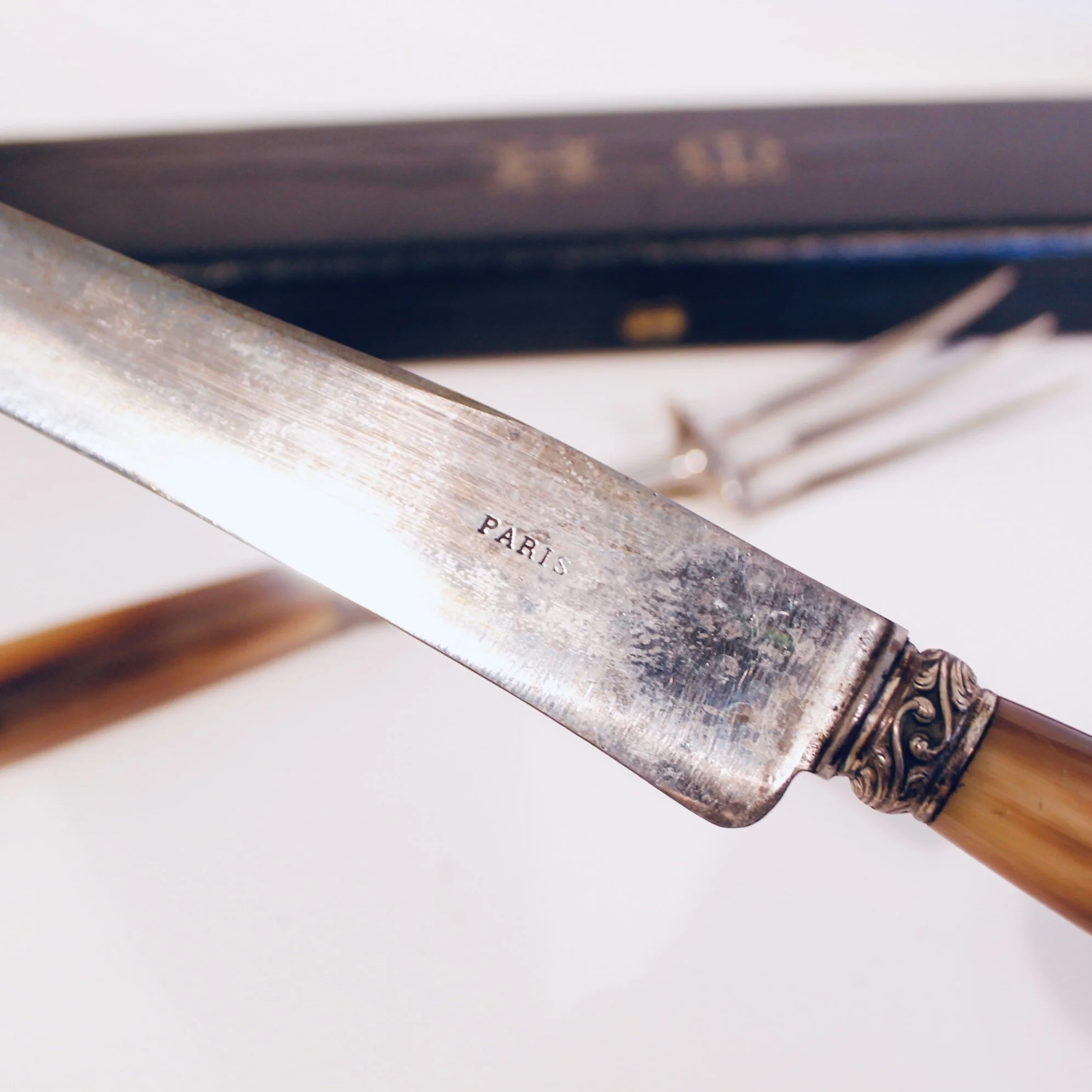 Antique French Carving Set in the Original Black Box