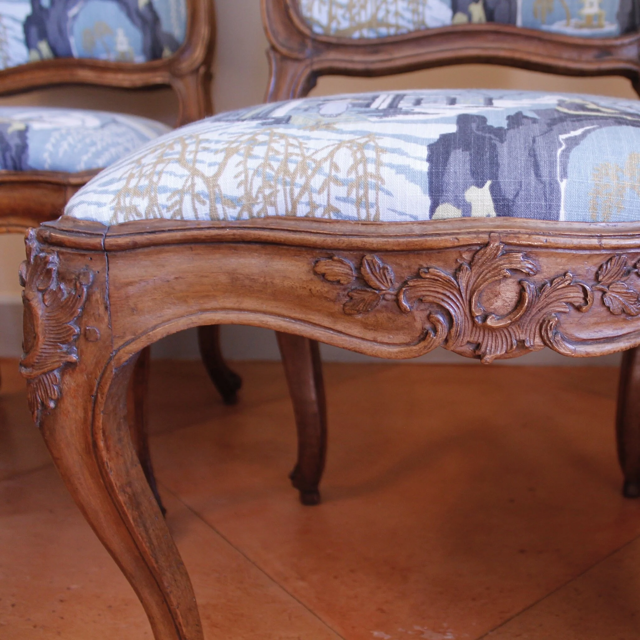 Pair of Finely Carved Italian Rococo Chairs, 18th Century