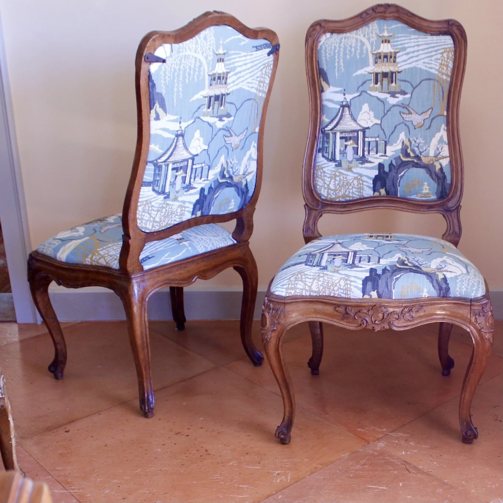 Pair of Finely Carved Italian Rococo Chairs, 18th Century