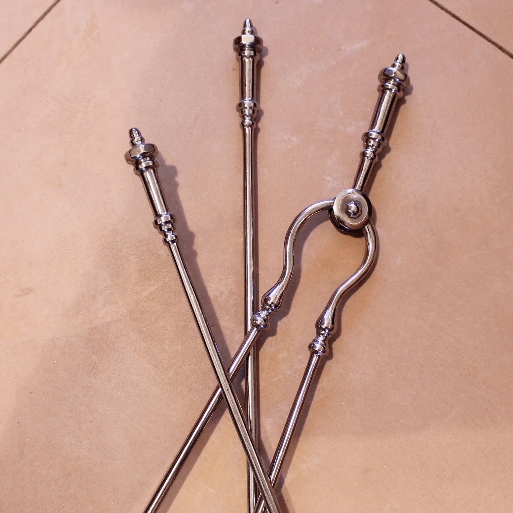 English Regency Period Polished Steel Firetools