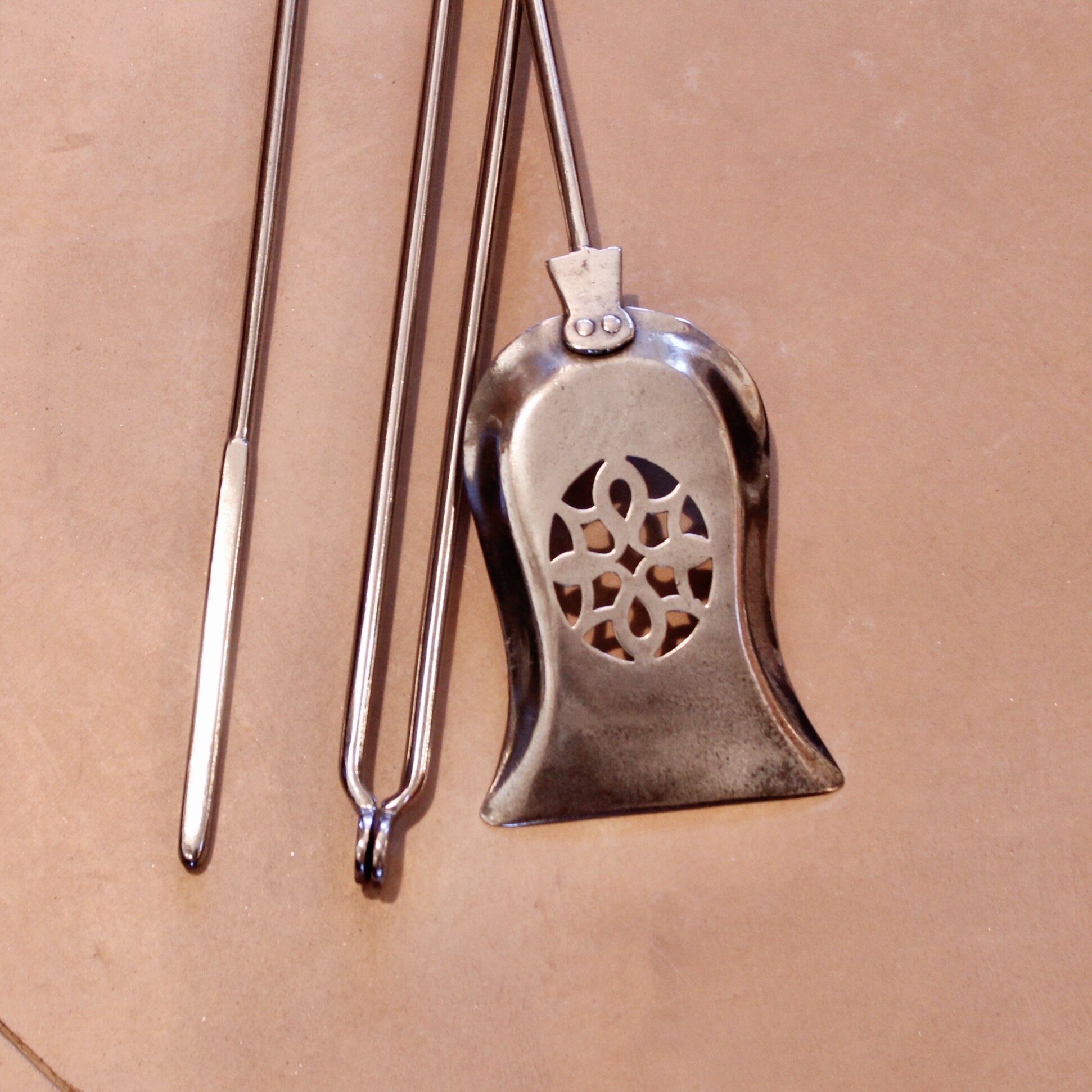 English Regency Period Polished Steel Firetools