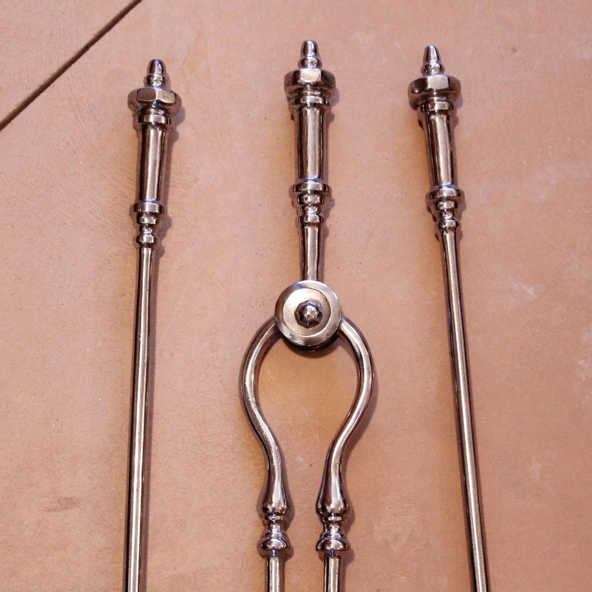 English Regency Period Polished Steel Firetools