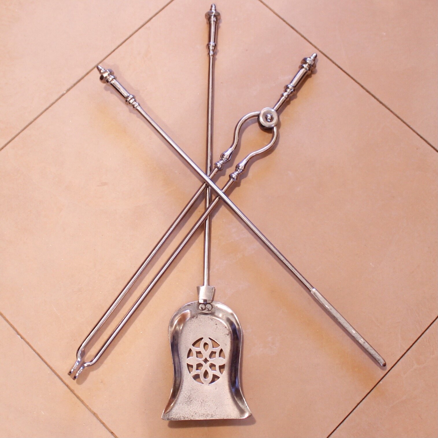 English Regency Period Polished Steel Firetools