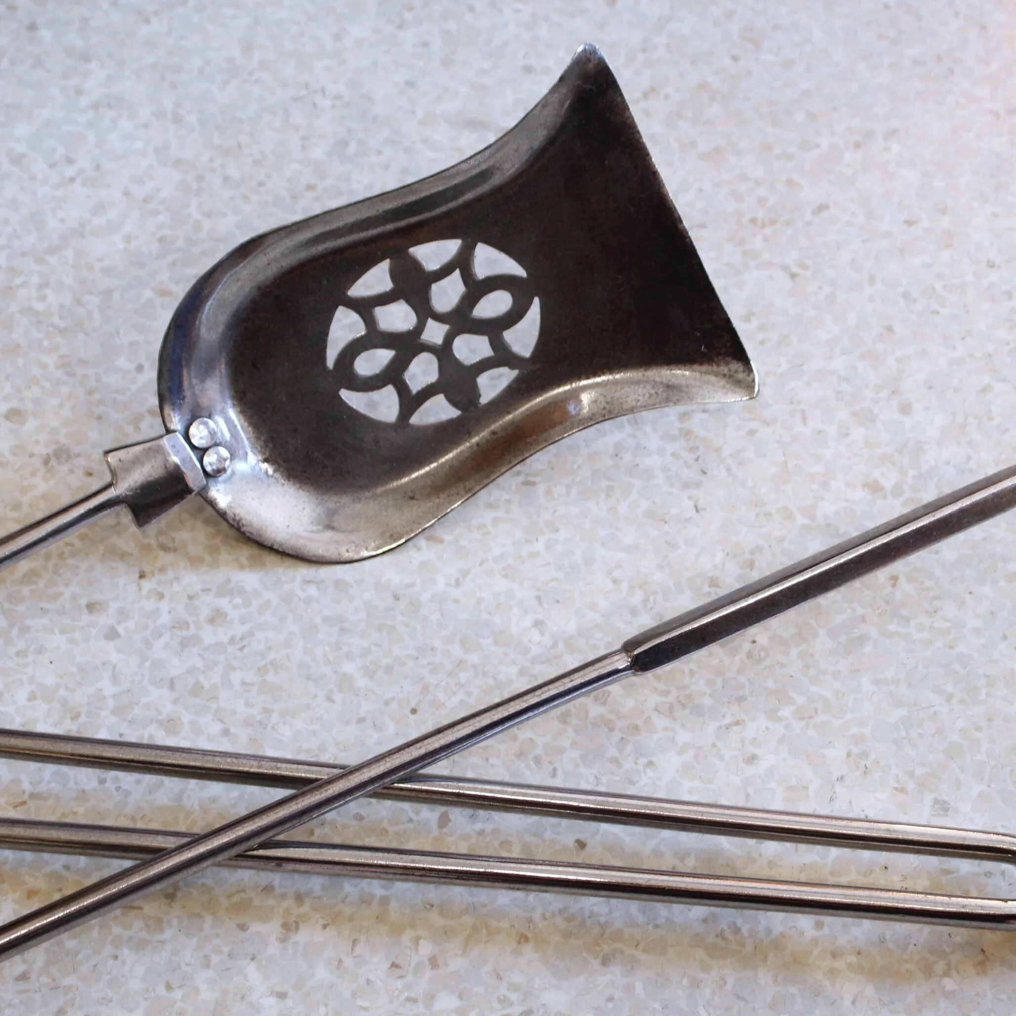 English Regency Period Polished Steel Firetools