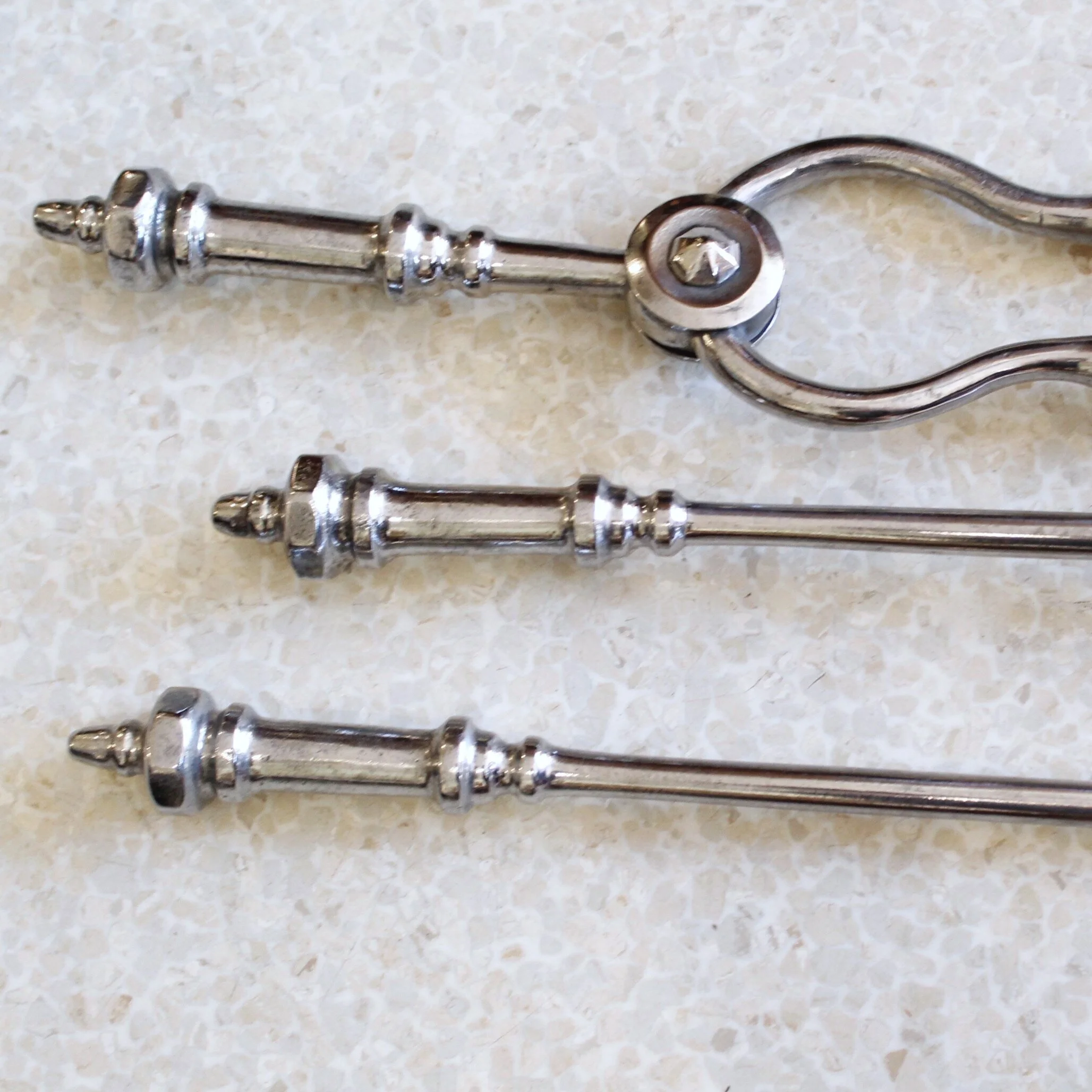 English Regency Period Polished Steel Firetools