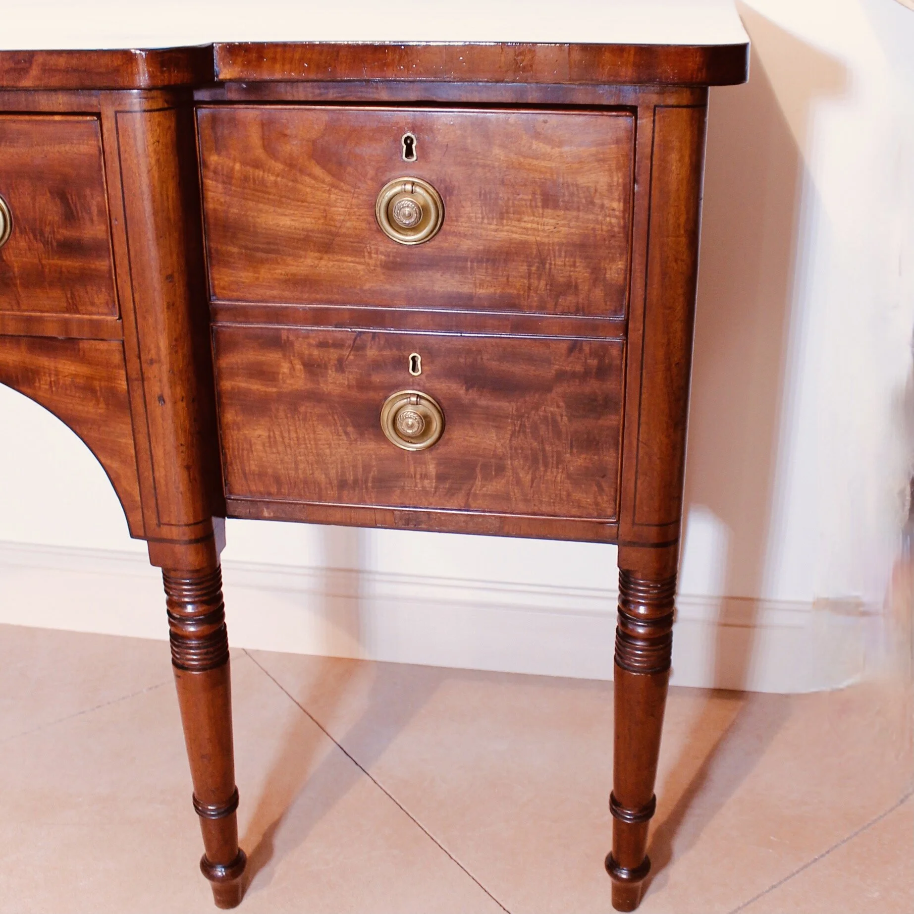 Late Regency English Fiddle Back Mahogany Sideboard