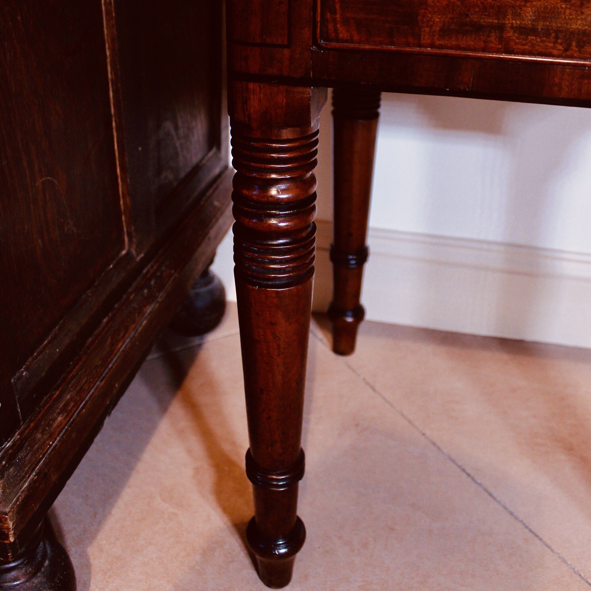 Late Regency English Fiddle Back Mahogany Sideboard