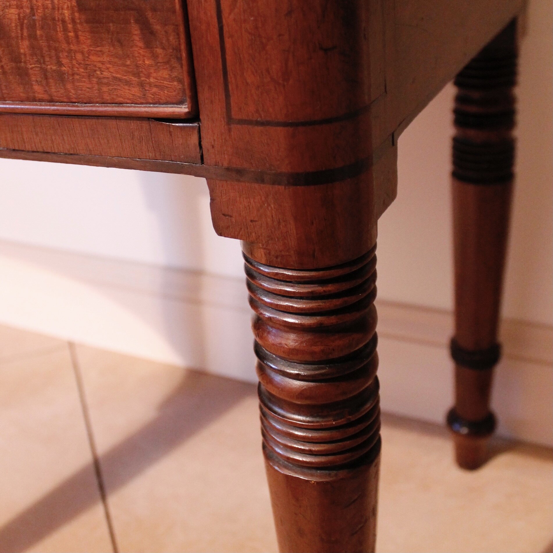 Late Regency English Fiddle Back Mahogany Sideboard