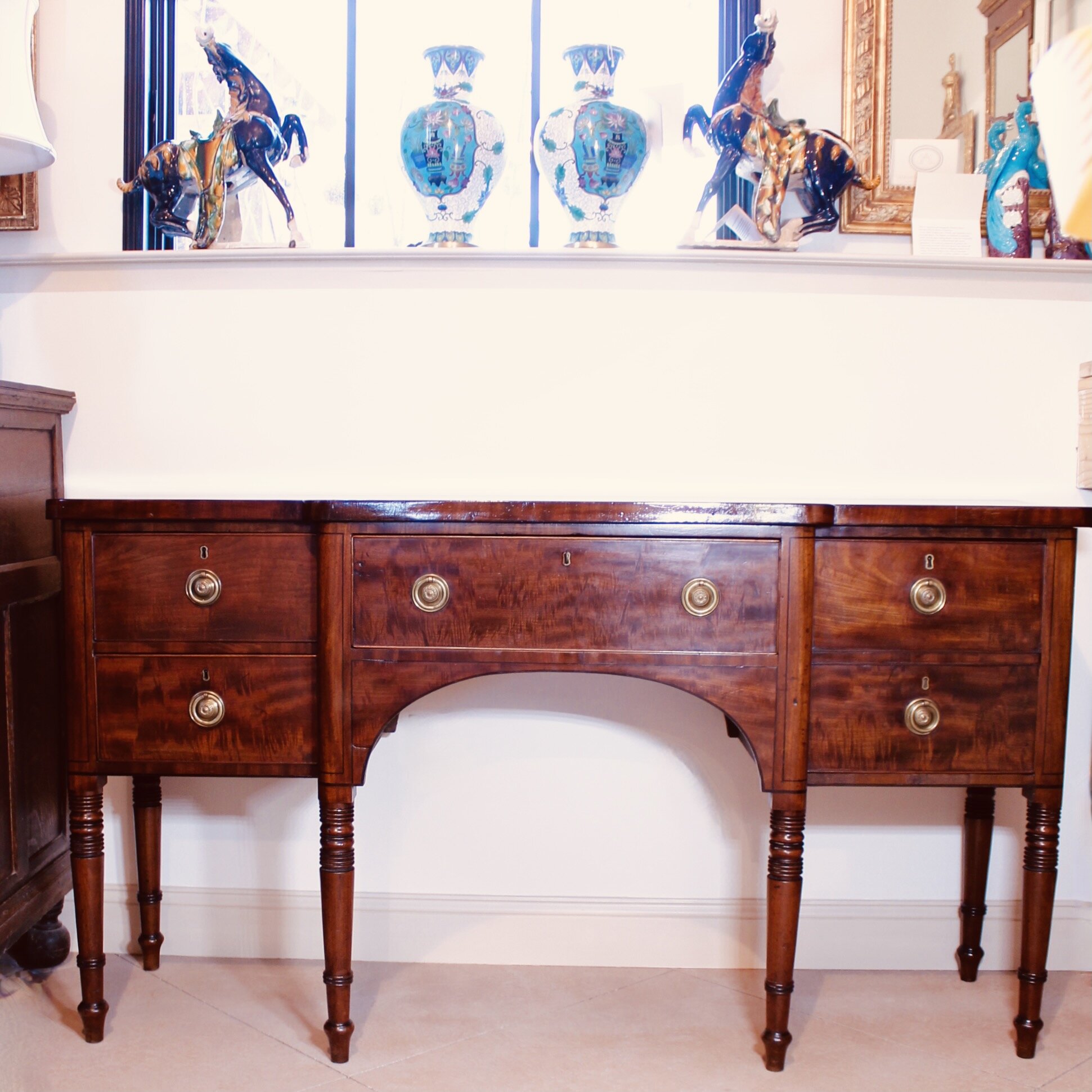 Late Regency English Fiddle Back Mahogany Sideboard