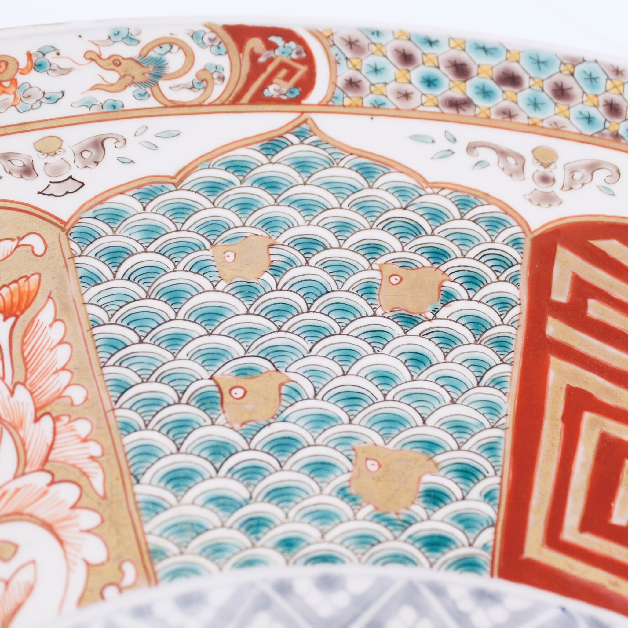 Large Antique Japanese Porcelain Meiji Period Charger