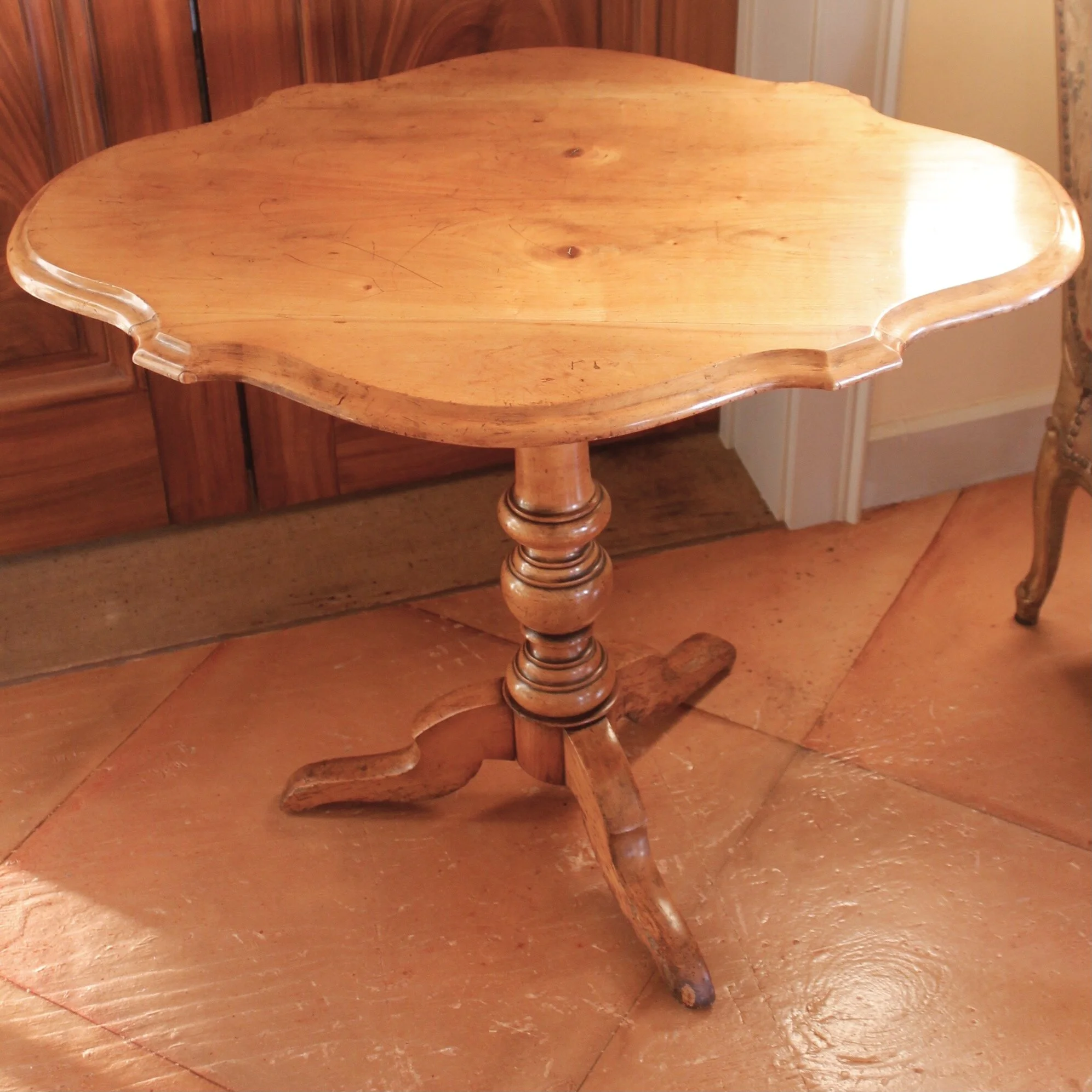 Swedish Fruitwood Serpentine Tilt Top Table, 19th Century