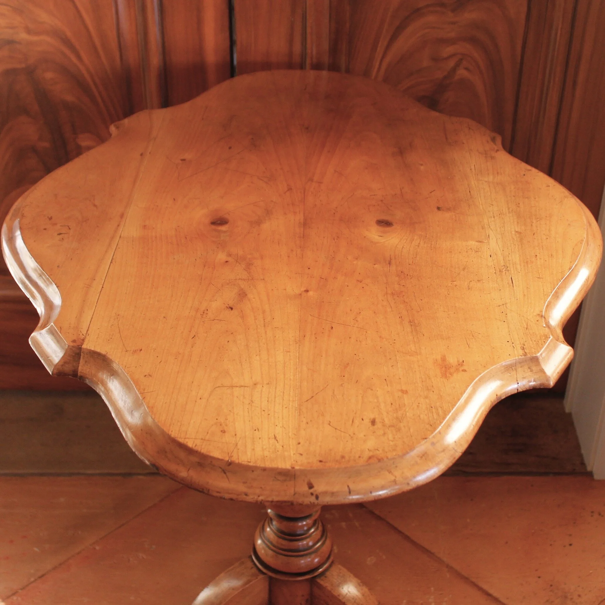 Swedish Fruitwood Serpentine Tilt Top Table, 19th Century