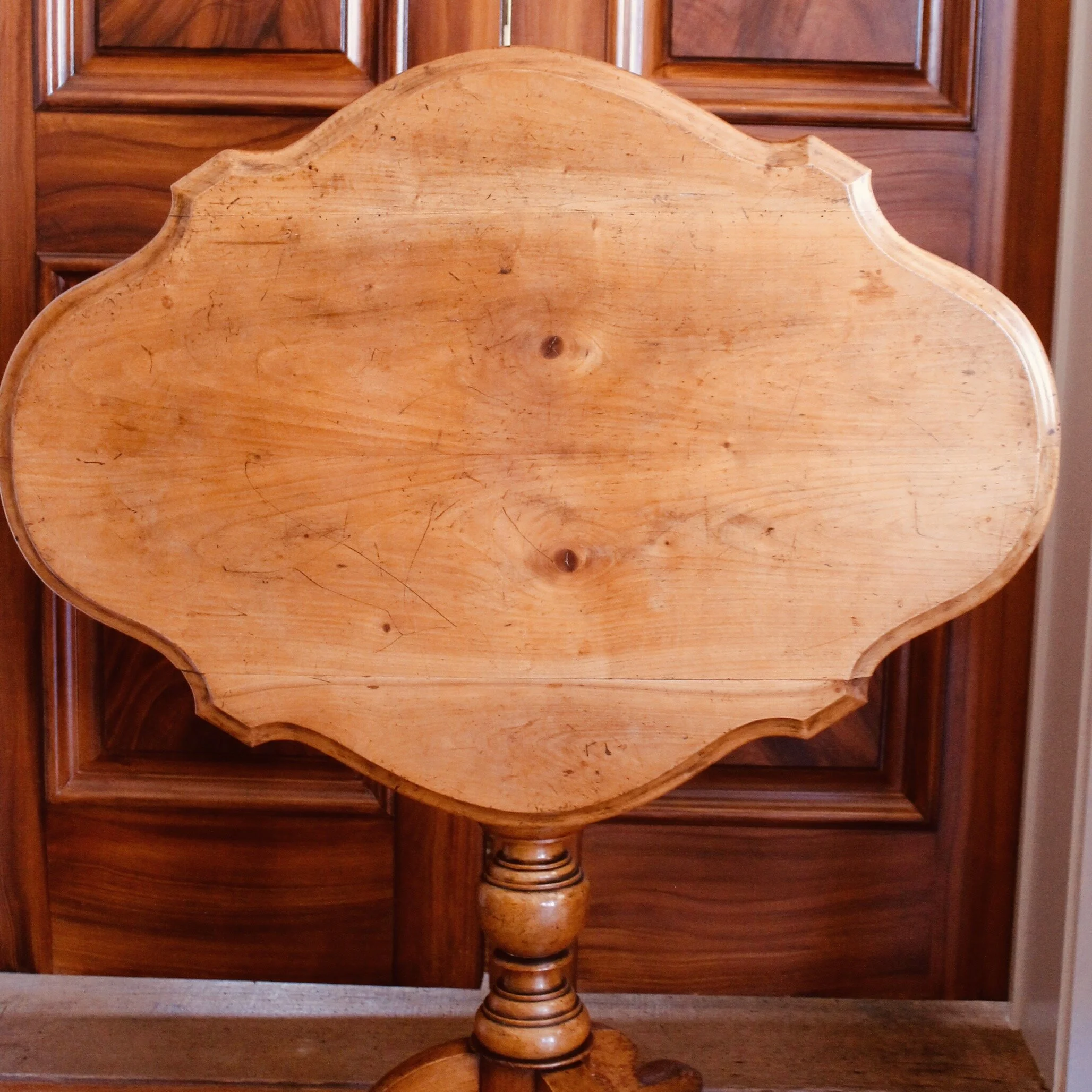 Swedish Fruitwood Serpentine Tilt Top Table, 19th Century