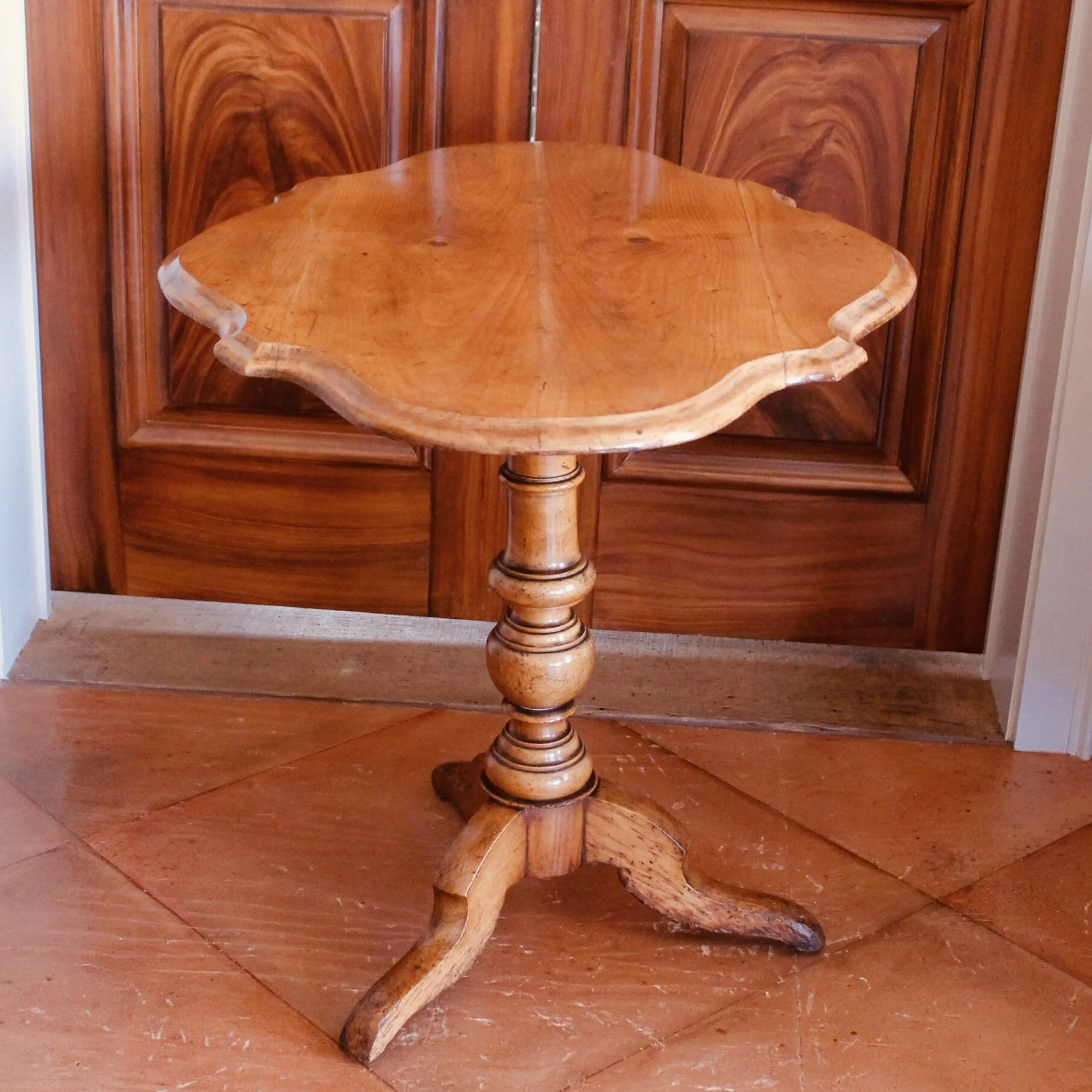 Swedish Fruitwood Serpentine Tilt Top Table, 19th Century