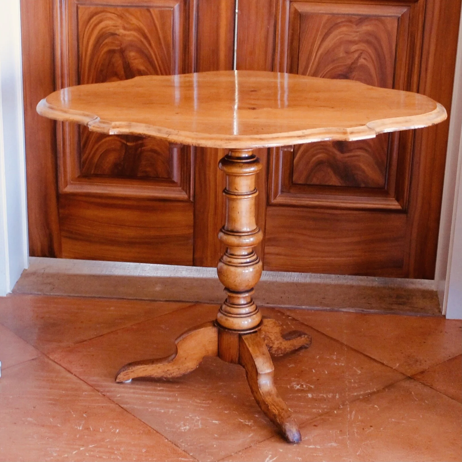 Swedish Fruitwood Serpentine Tilt Top Table, 19th Century