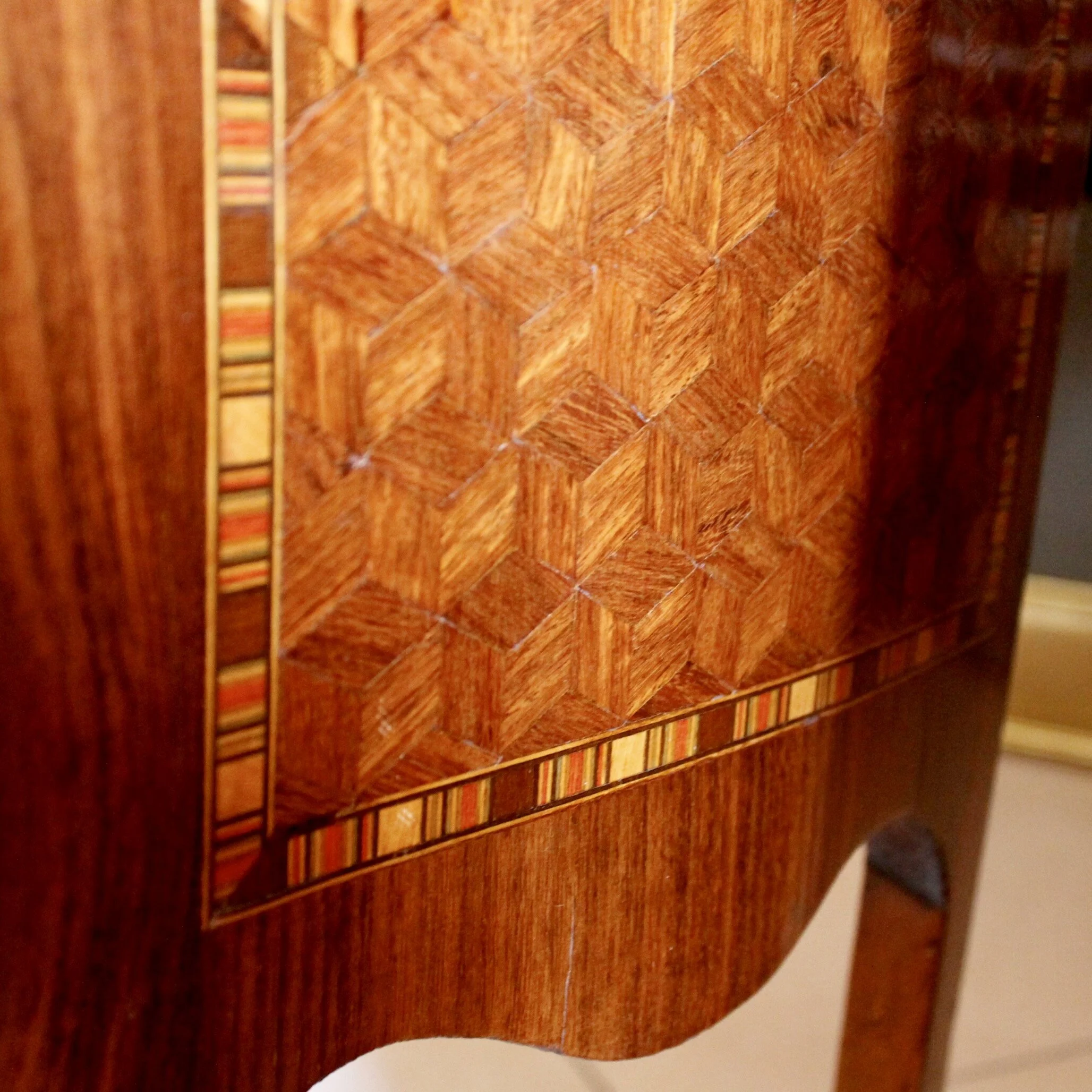 Louis XV Style Parquetry Marble Topped Mini Commode/Side Table
