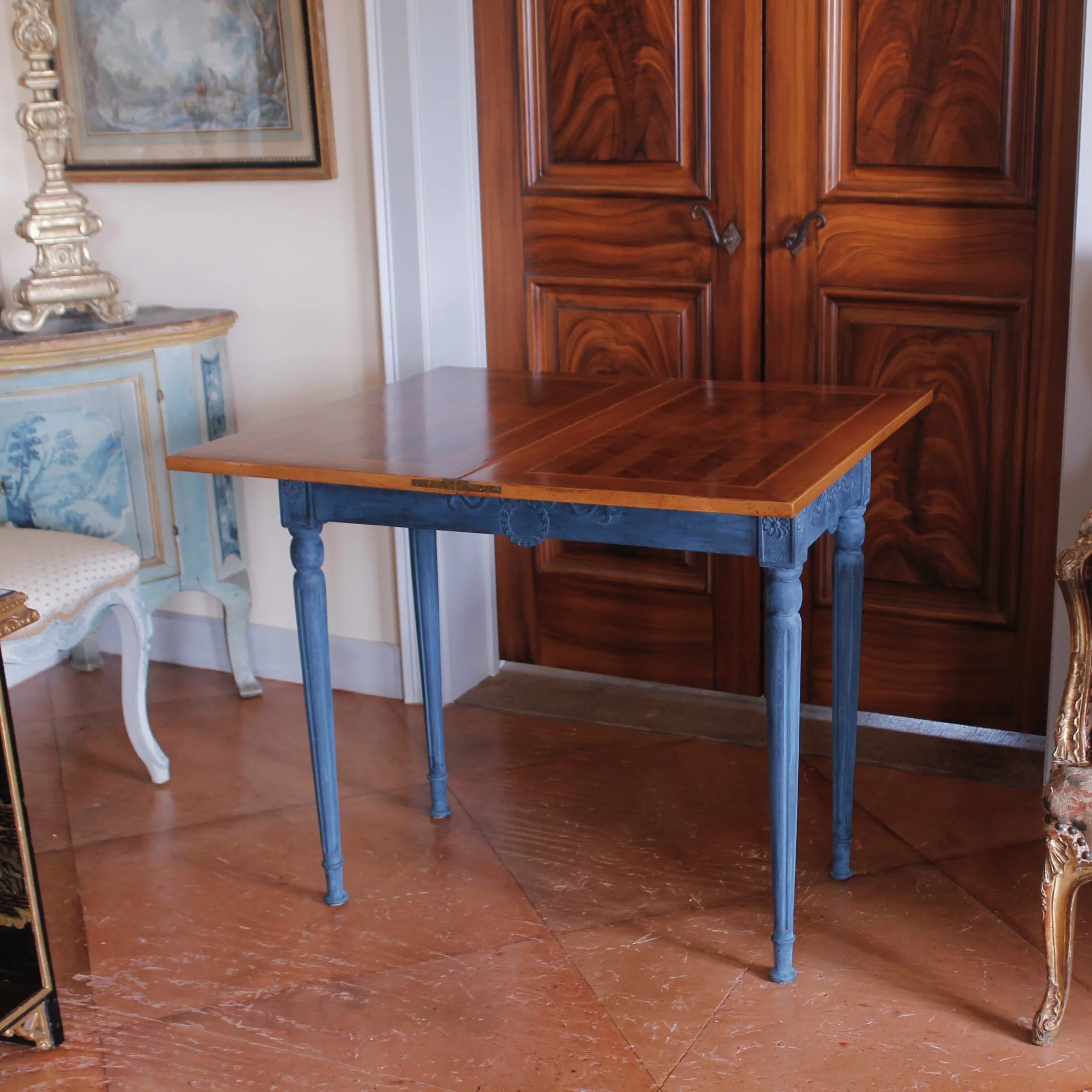 Italian Mid-Century Neoclassical Style Small Console Table / Game Table