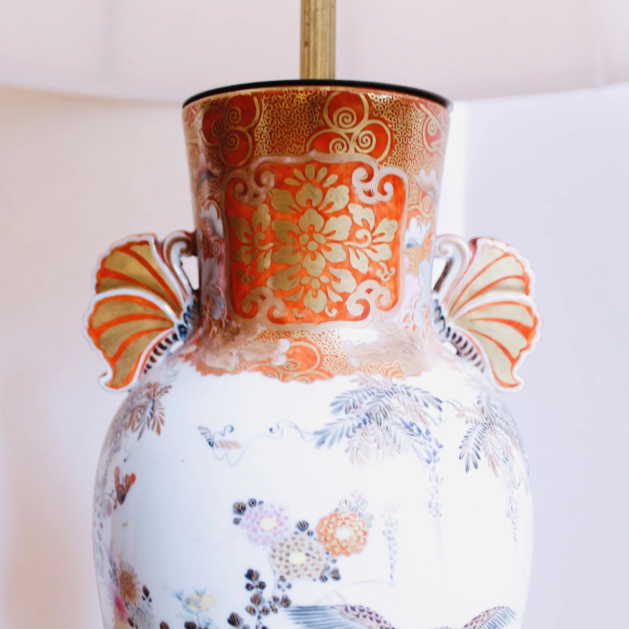 Japanese Satsuma Ware Porcelain Vase Lamp