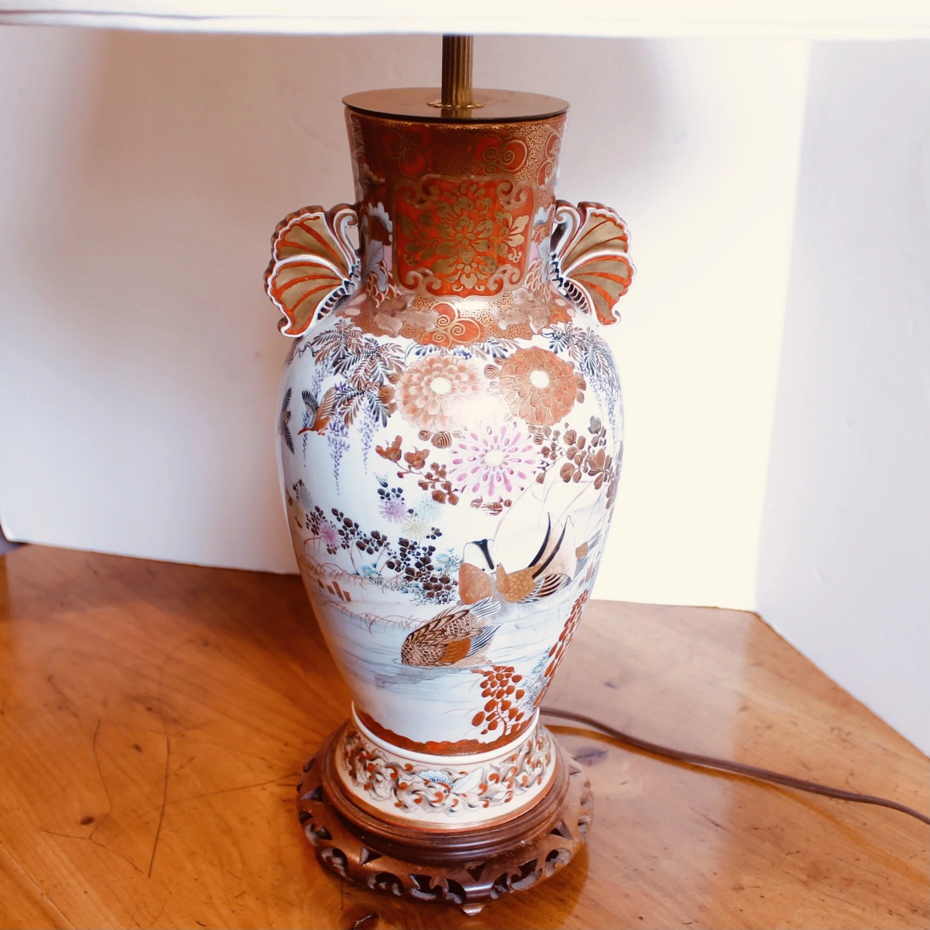 Japanese Satsuma Ware Porcelain Vase Lamp