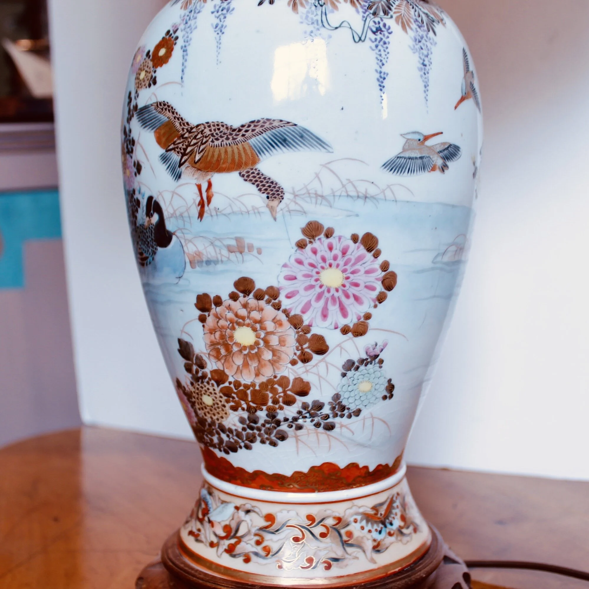 Japanese Satsuma Ware Porcelain Vase Lamp