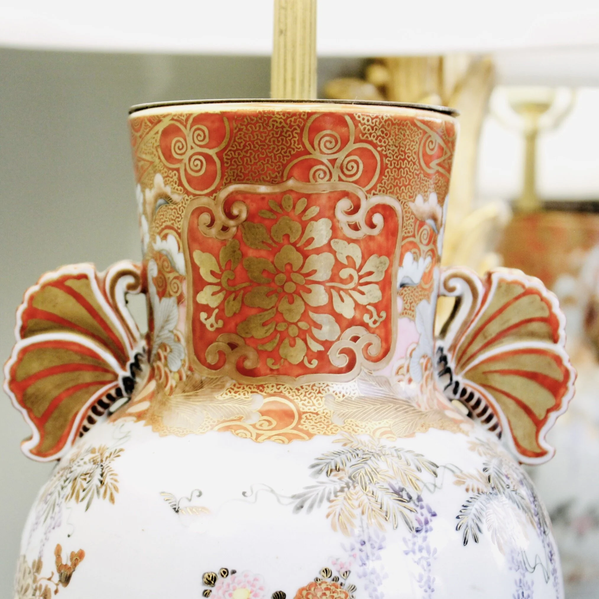 Japanese Satsuma Ware Porcelain Vase Lamp