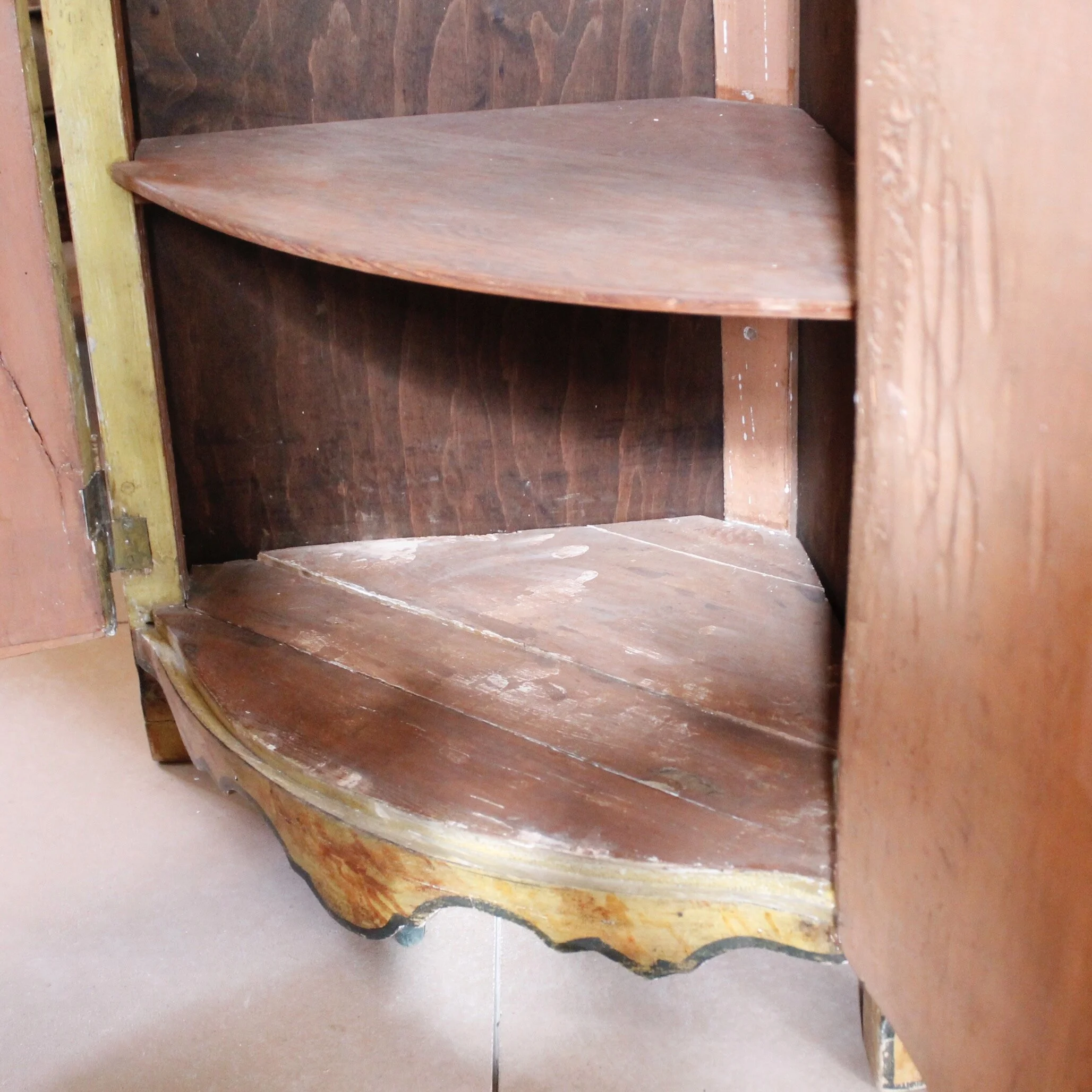 Continental Painted and Lacca Povera Decorated Corner Cabinet