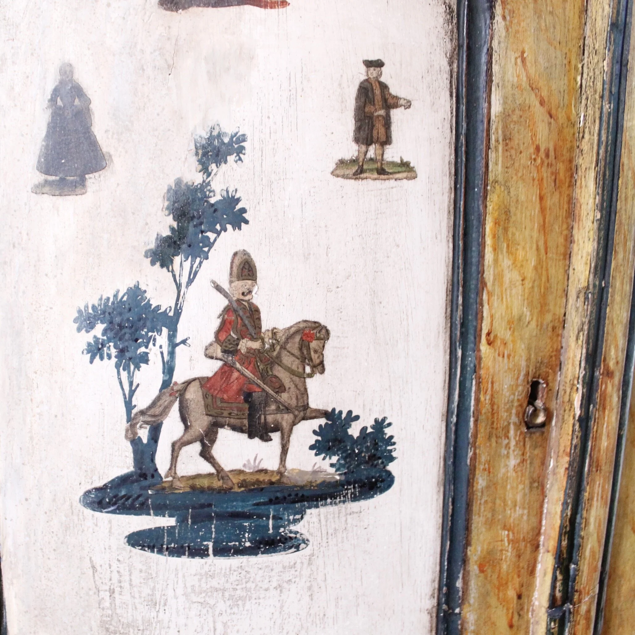 Continental Painted and Lacca Povera Decorated Corner Cabinet