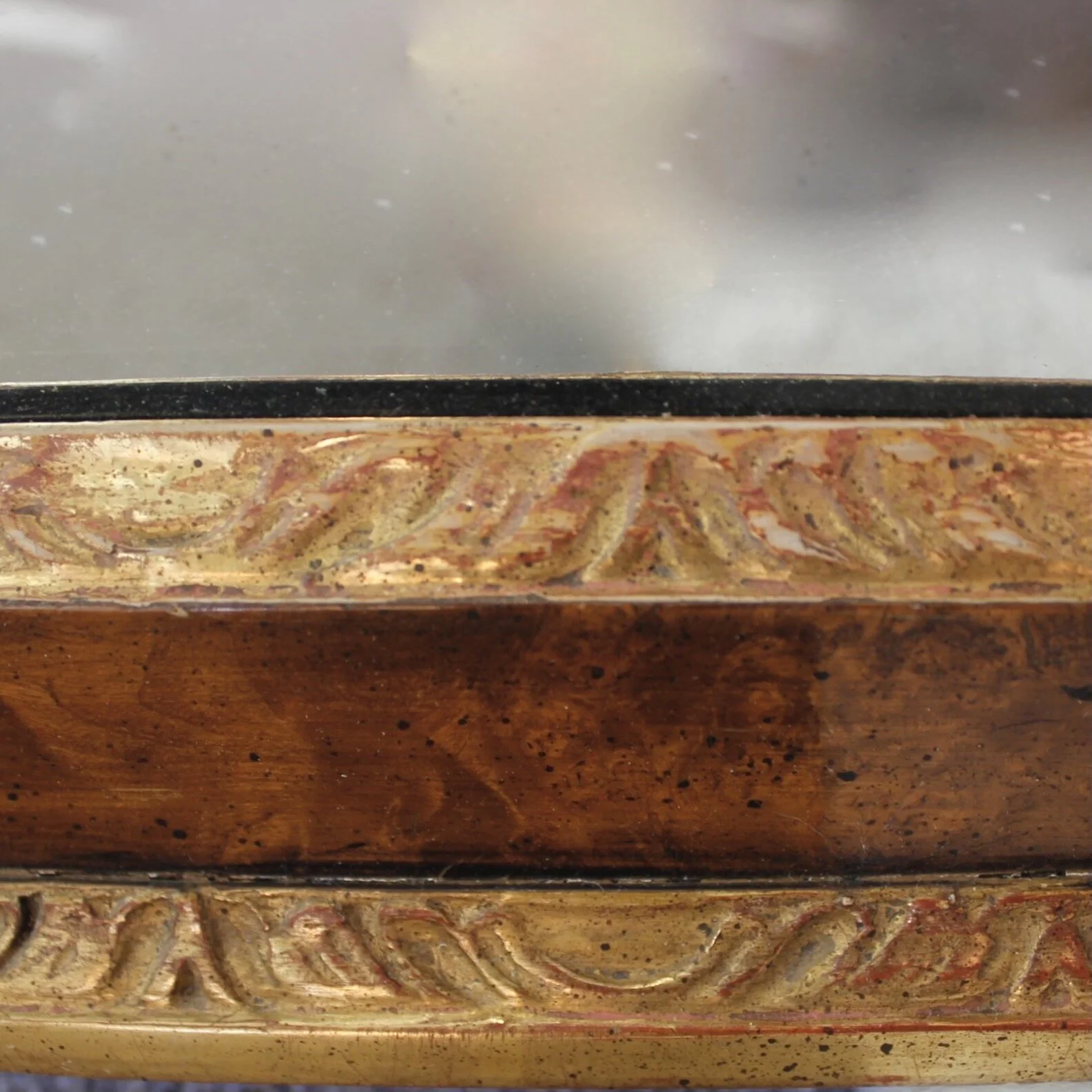 George II Style Burl Walnut and Parcel Gilt Mirror (Overmantel Mirror)