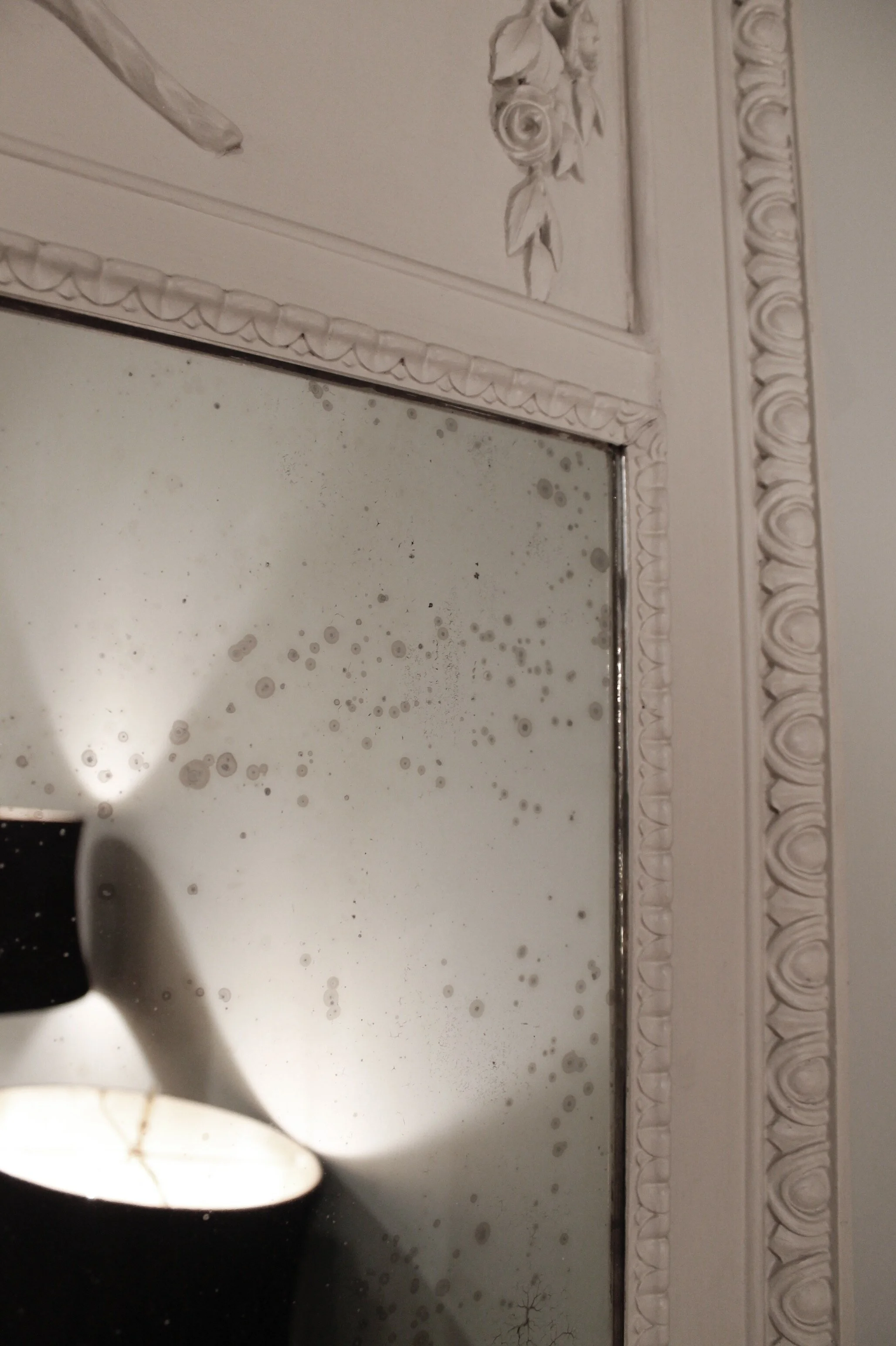 Grey Painted Louis XVI Style French Trumeau Mirror