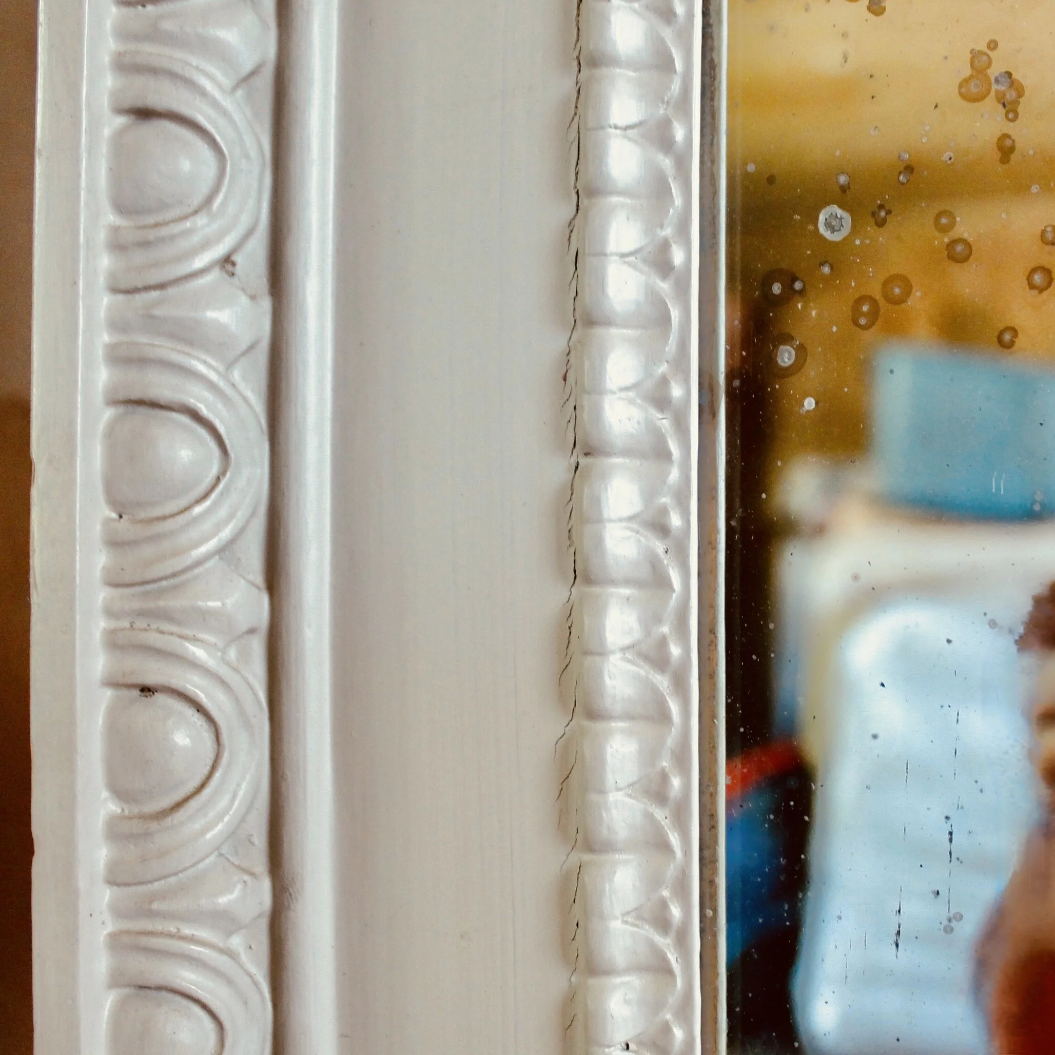 Grey Painted Louis XVI Style French Trumeau Mirror