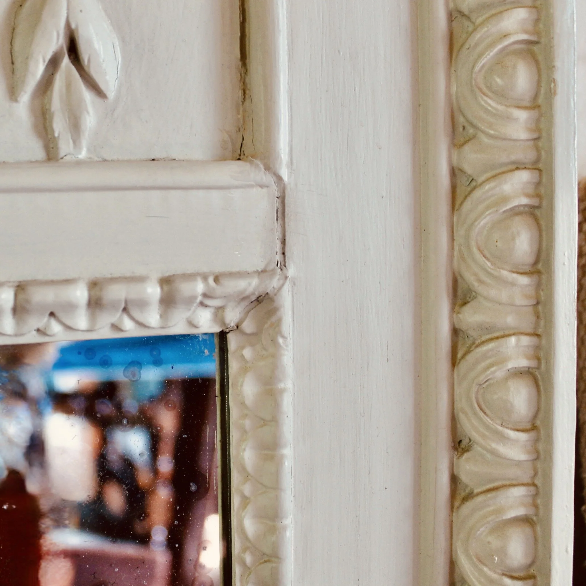 Grey Painted Louis XVI Style French Trumeau Mirror