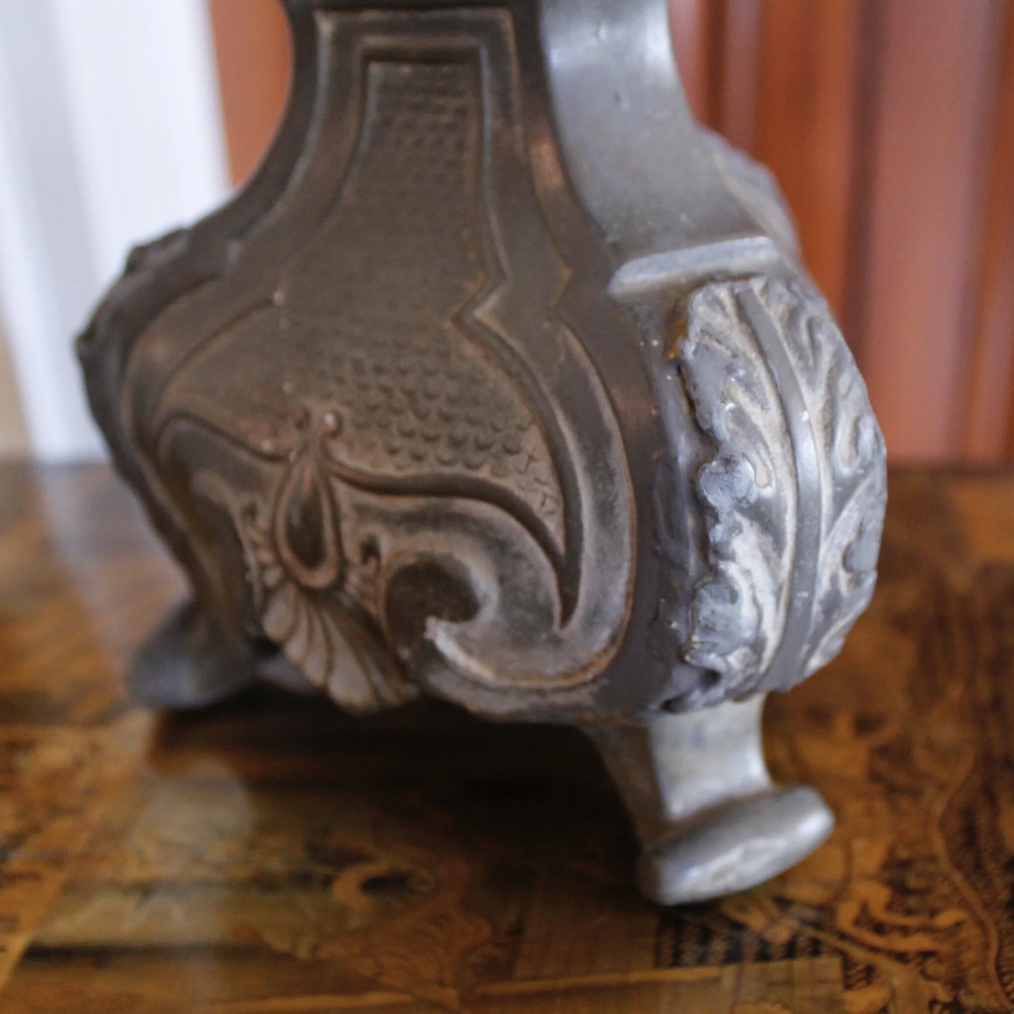 Pair of Antique Continental Baroque Pewter Pricket Lamps