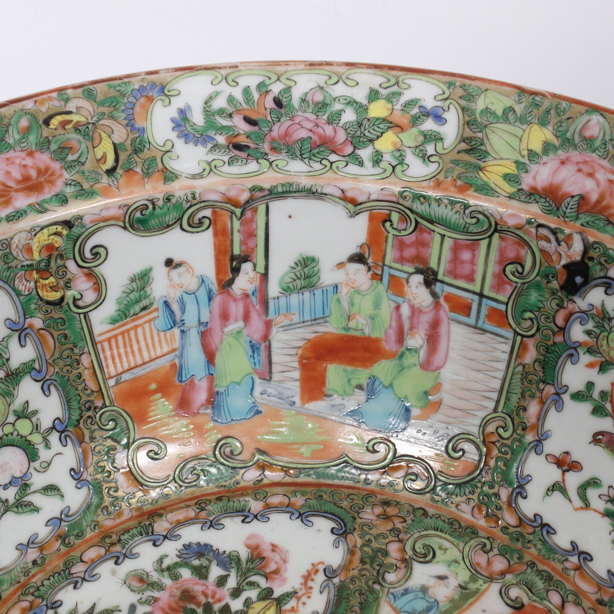 Large Rose Medallion Chinese Export Porcelain Basin Bowl