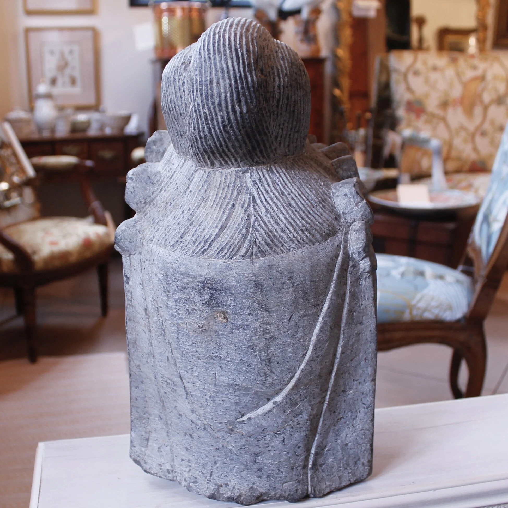 Chinese Carved Stone Buddhistic Head, (Bodhisattva)