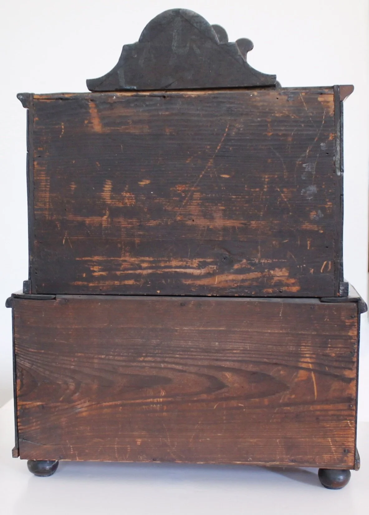 Antique Miniature German Baroque Marquetry Chest on Chest